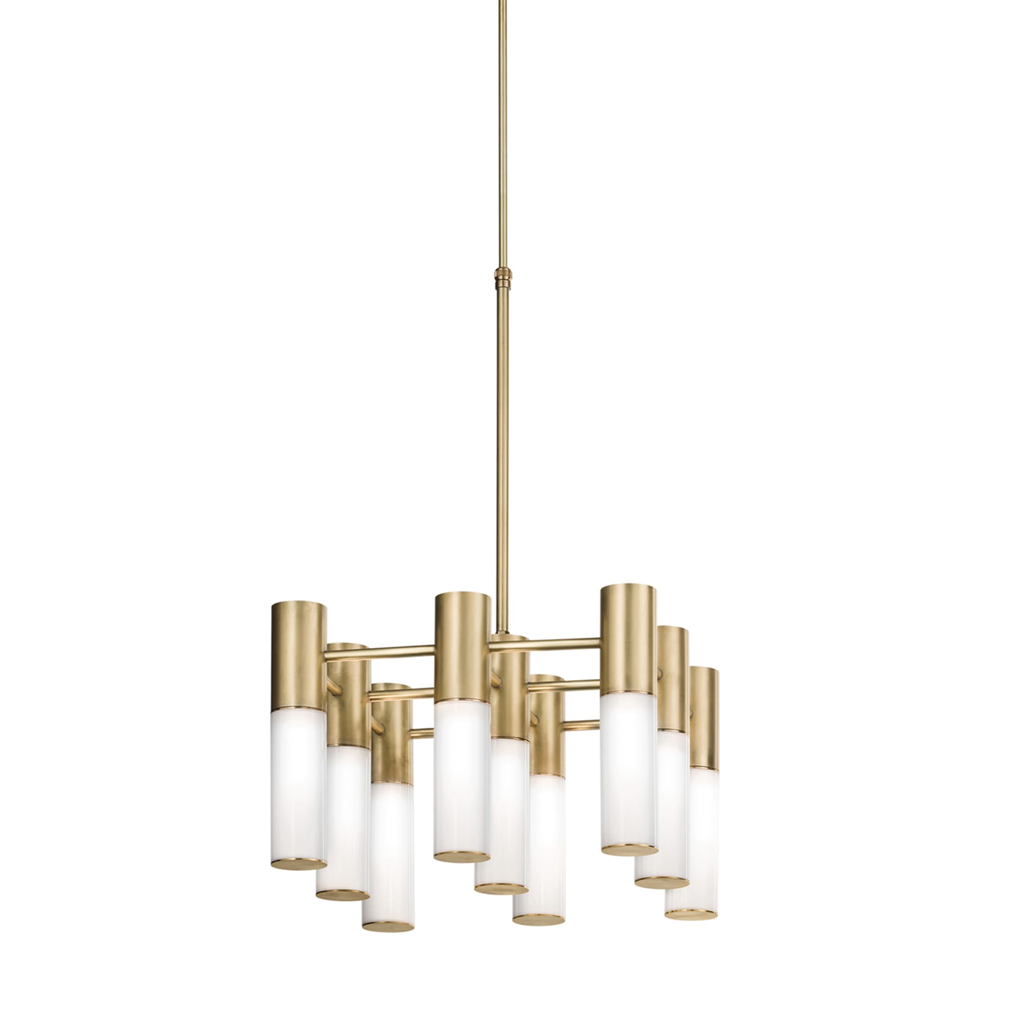 Etoile 9-Lights Natural Brass & White Glass Chandeliers - Main view