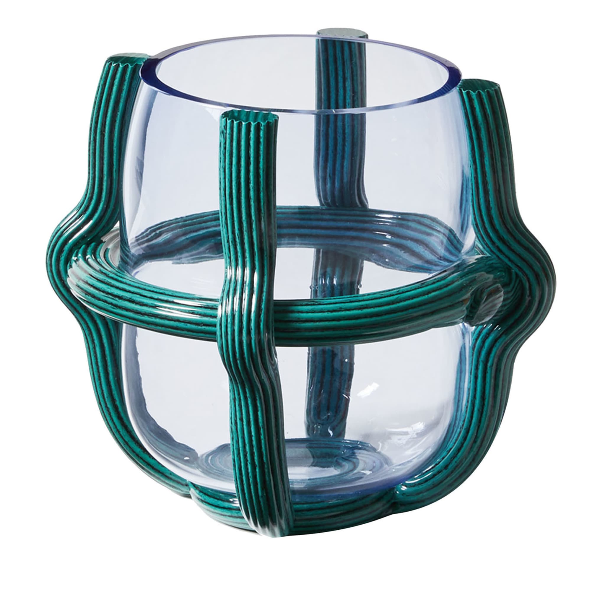 Sestiere Small Teal & Transparent Vase by Patricia Urquiola - Main view