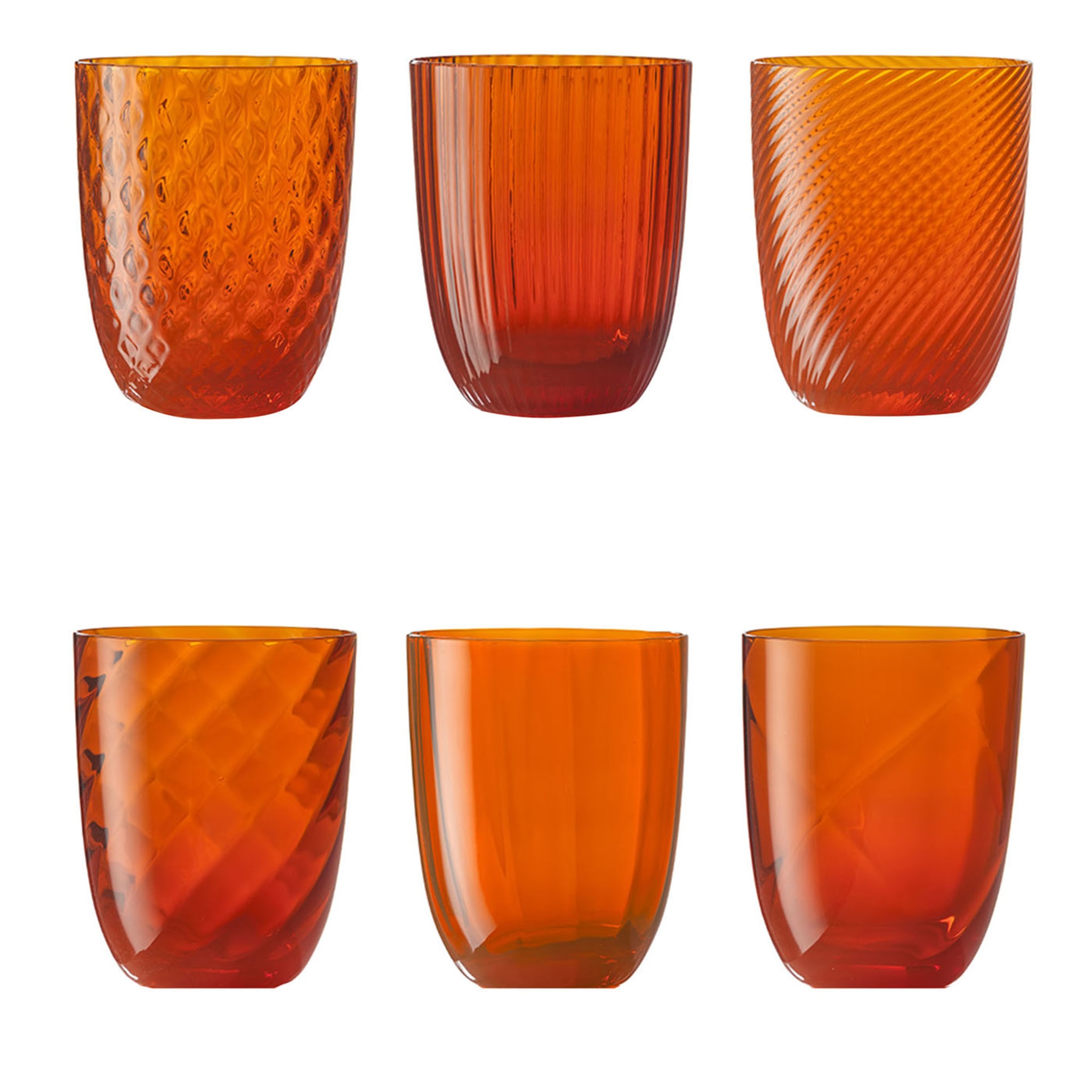 Idra Orange Set of 6 Assorted Water Glasses - Main view