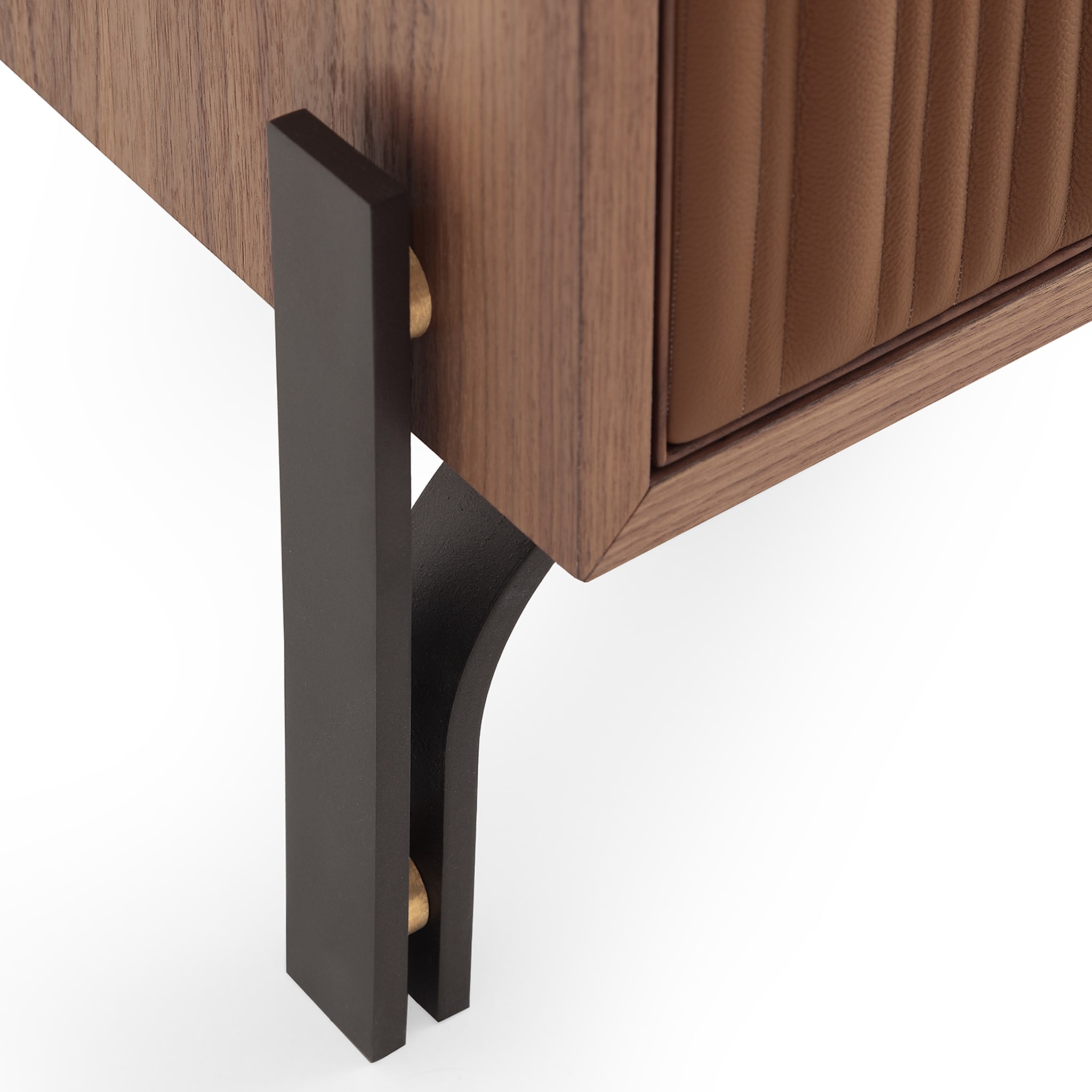 Canette 2-Door Brown Nubuck Leather & Walnut Sideboard - Alternative view 1
