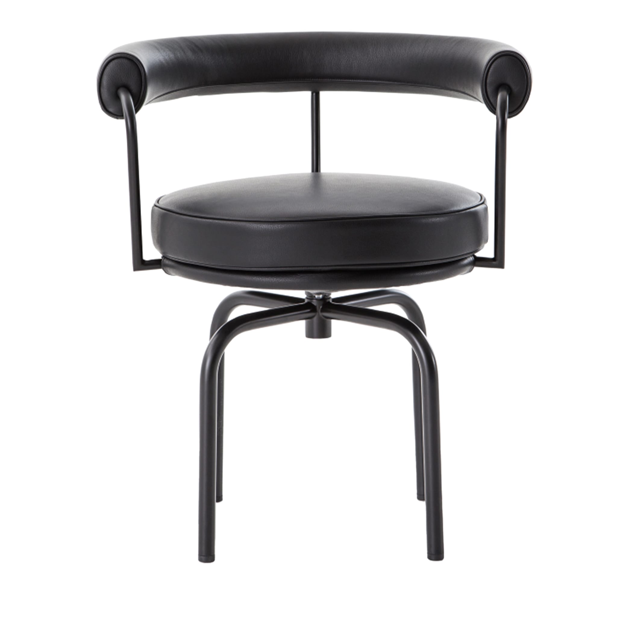 7 Fauteuil Tournant #1, by Charlotte Perriand/Lc Collection - Black Structure and Leather Cassina - Main view