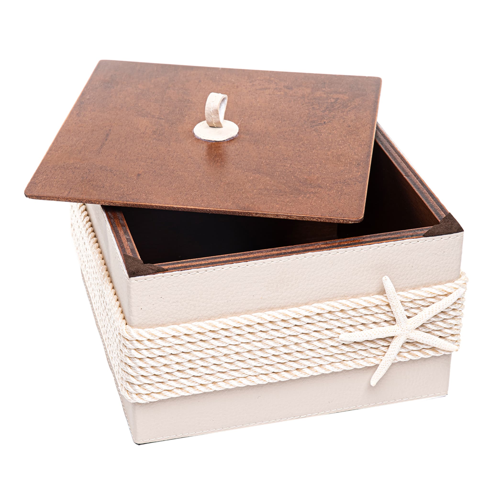 Box with Rope and Cream Eco-Leather Inserts - Main view