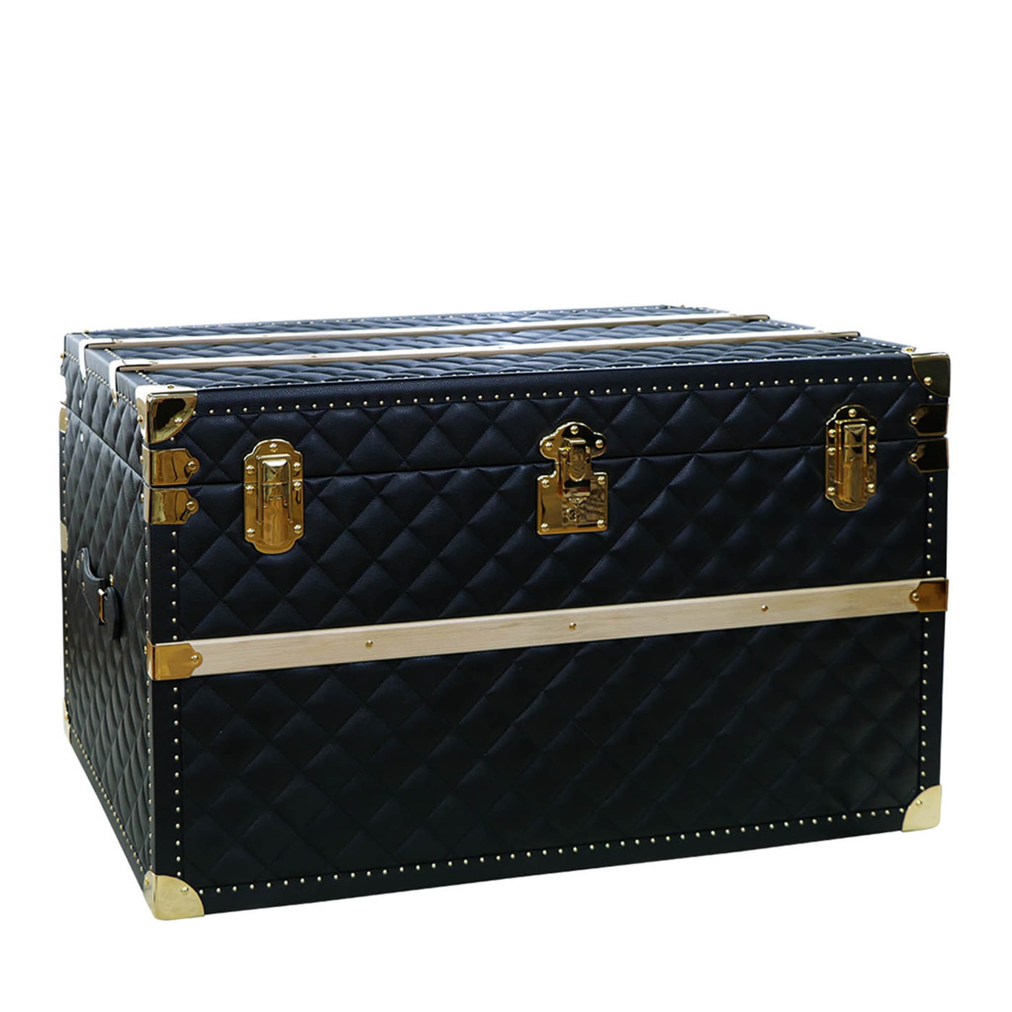 Regale Quilted Blue & Gold Leather Trunk - Main view