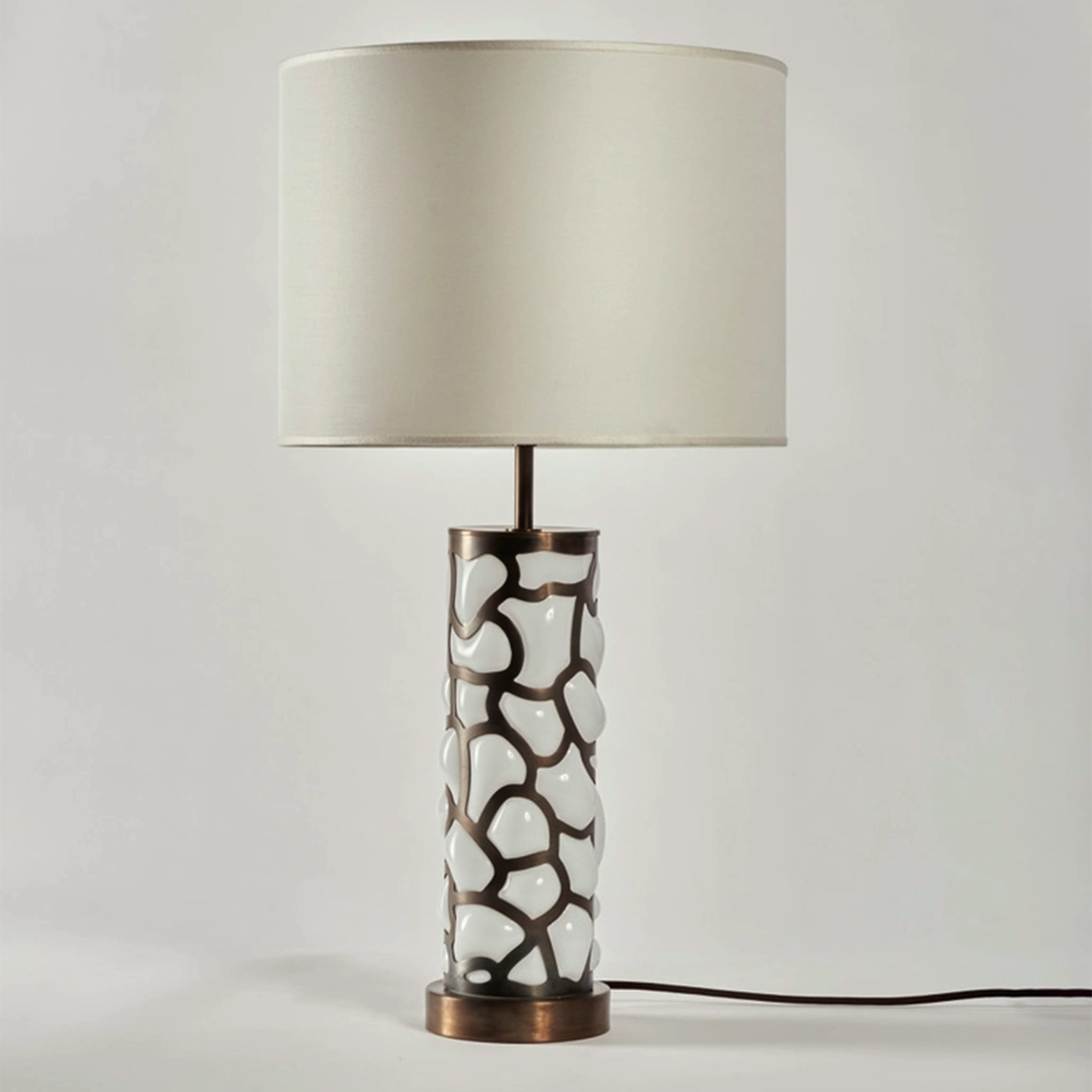 "Blown Clouds" Table Lamp in White Murano Glass and Bronze - Alternative view 2
