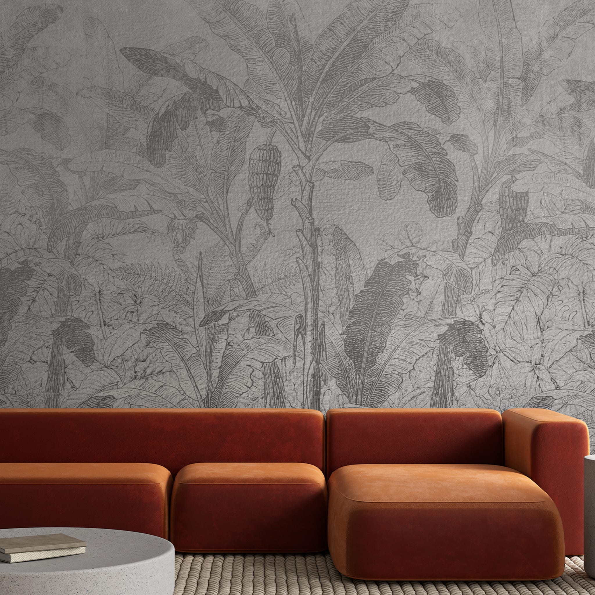 Tropical forest pencil textured wallpaper - Alternative view 1