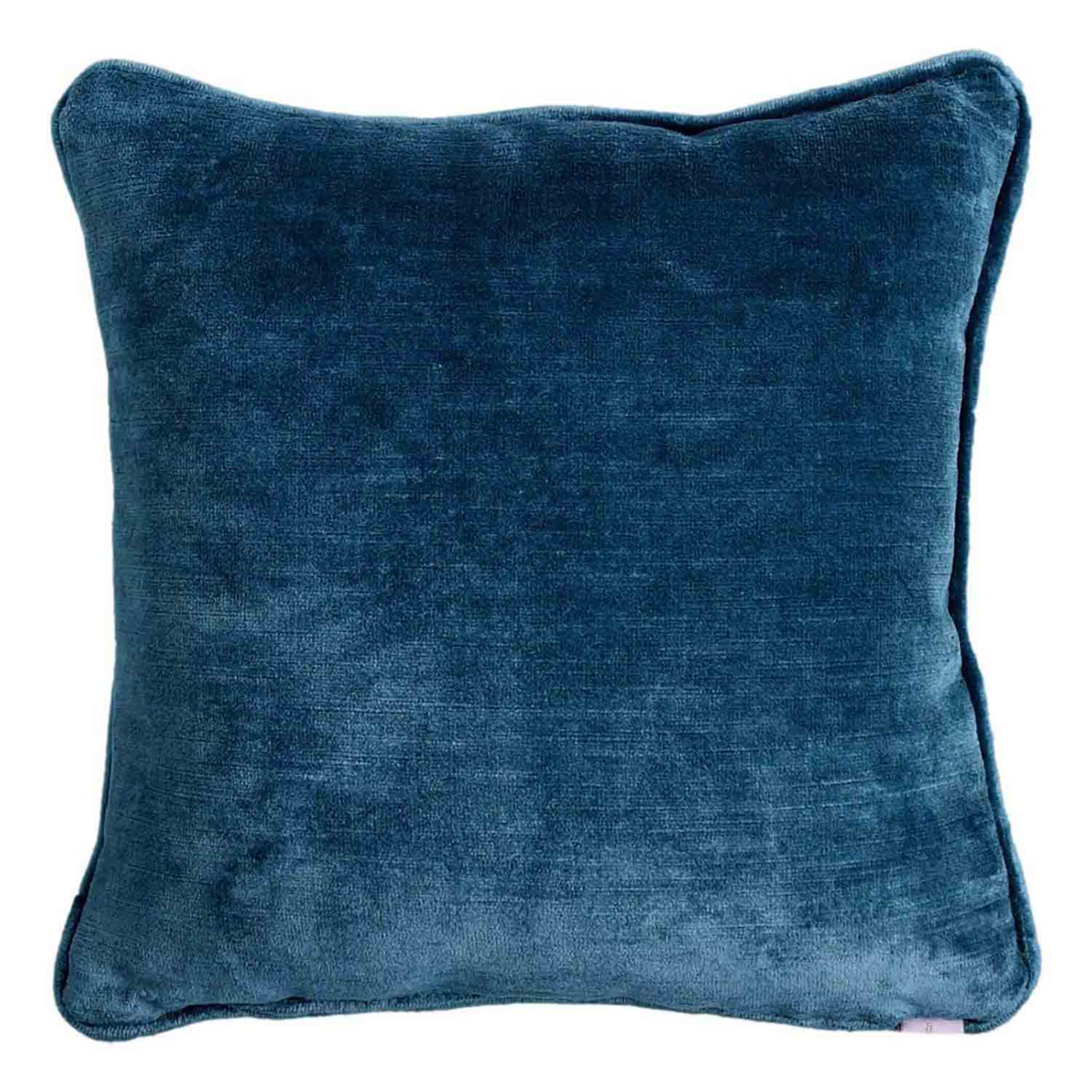 Turquoise Carrè Cushion in jacquard fabric and Linen Velvet - Alternative view 1