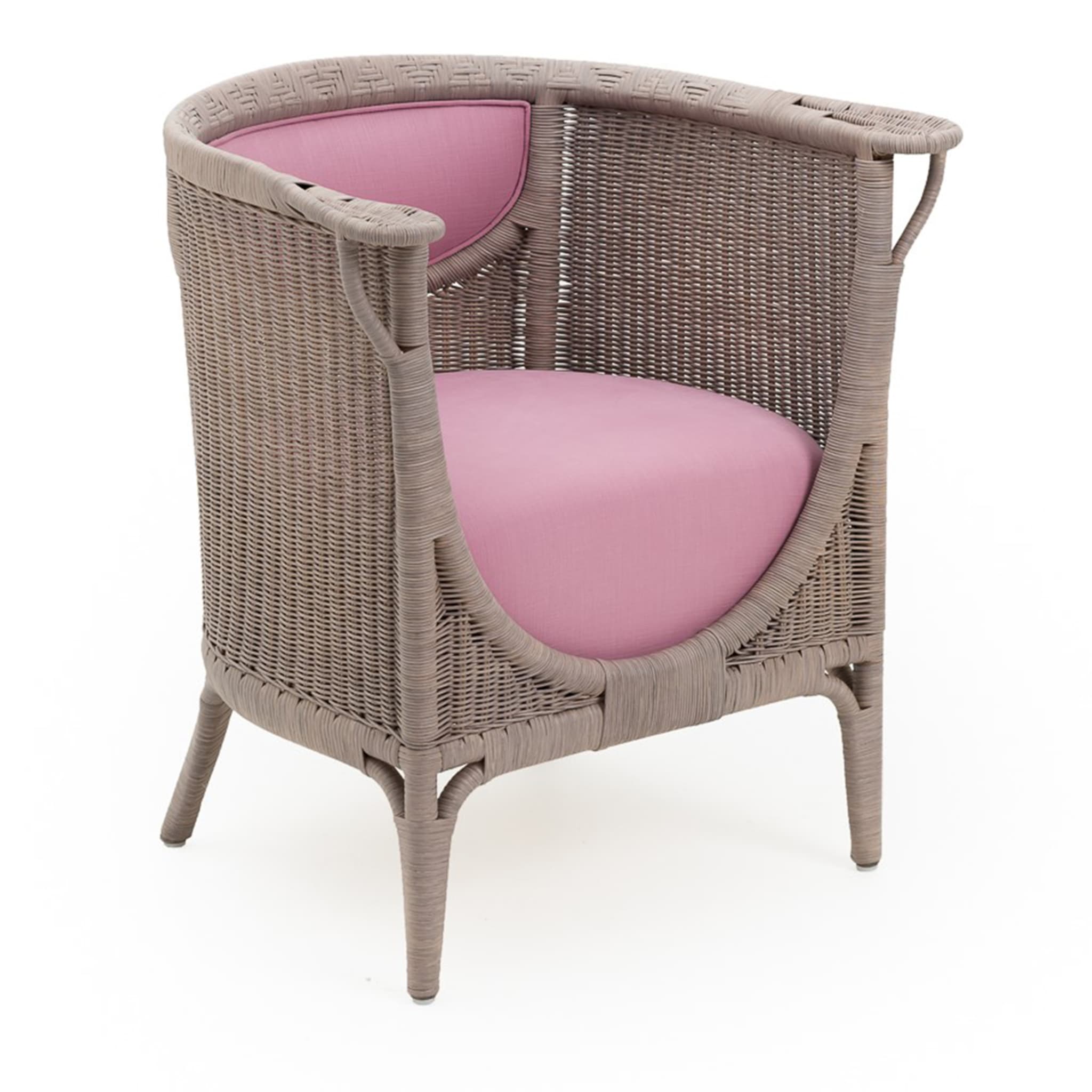 Angelina Pink Rattan Lounge Chair - Alternative view 1