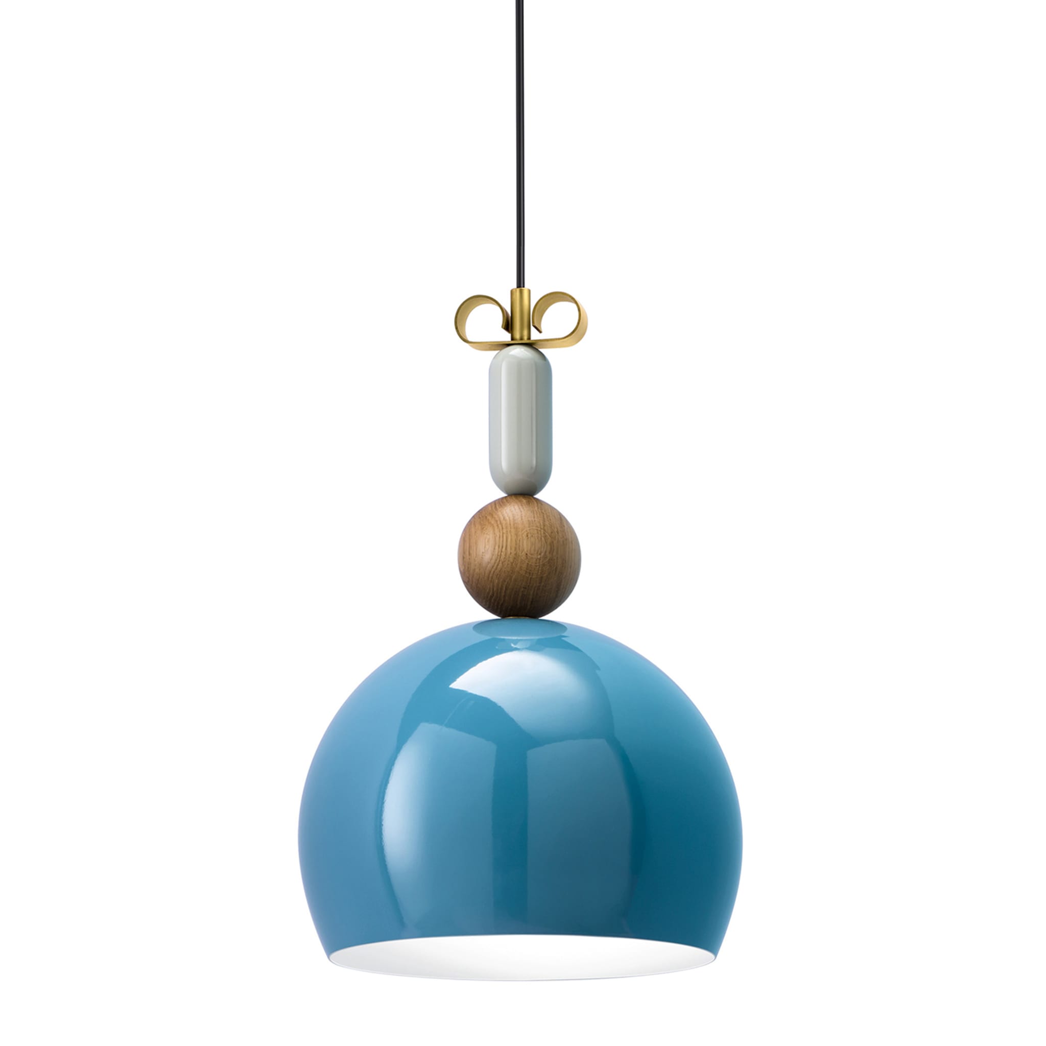 Bon Ton Rounded Light Blue Natural Brass Pendant Lamp - Main view