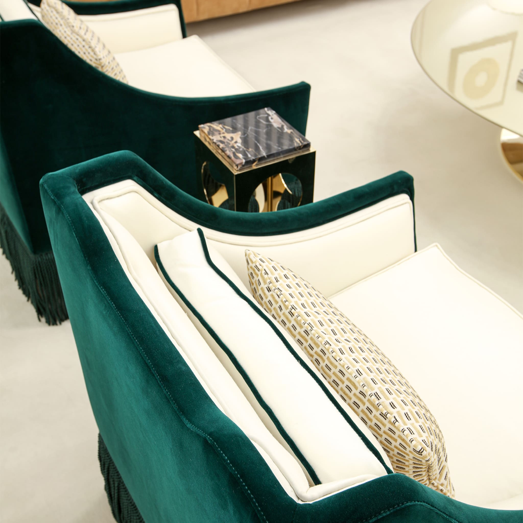 Art Deco Green Velvet Armchair - Alternative view 2
