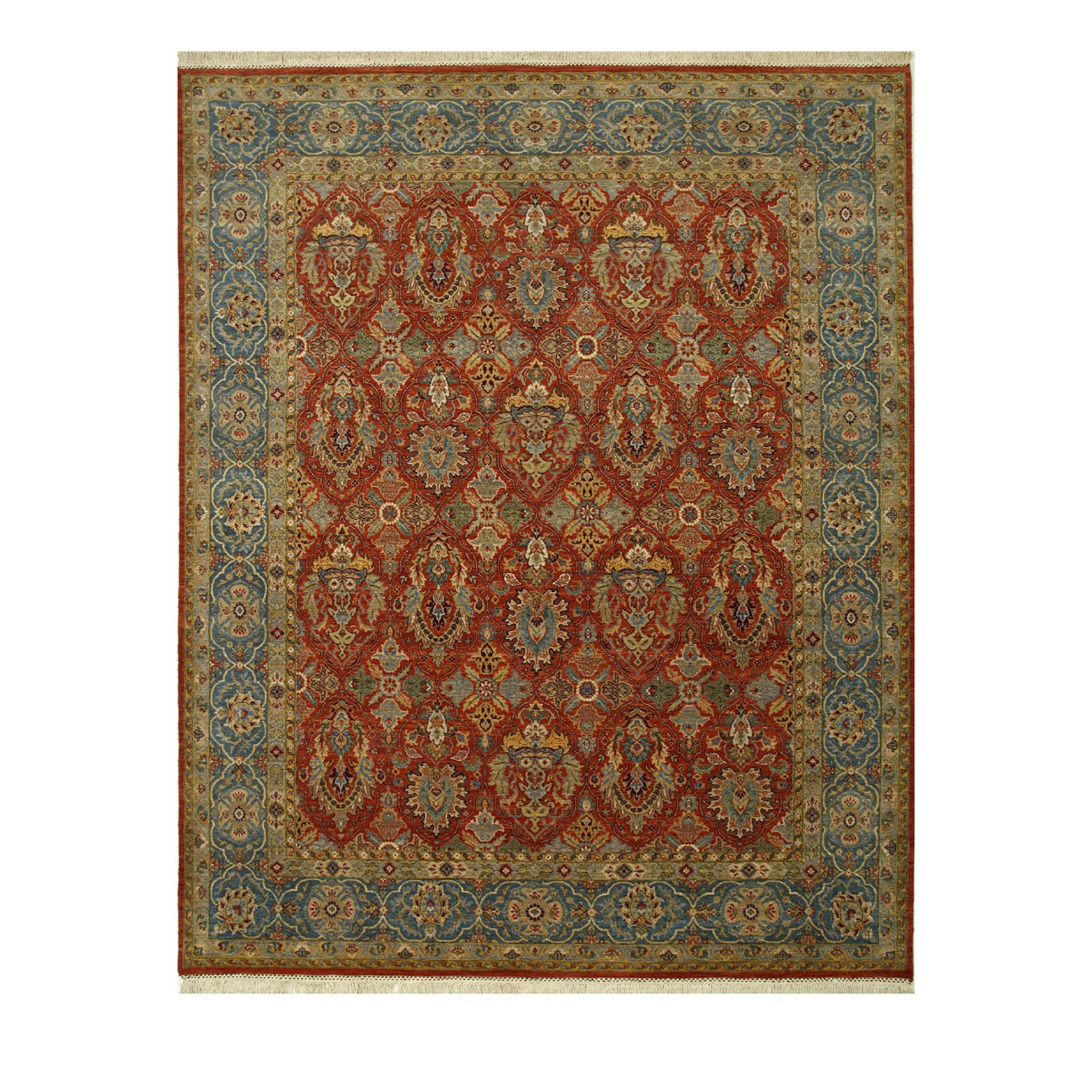 Gulnar Russet Seaside Blue Hand Knotted Rug - Main view