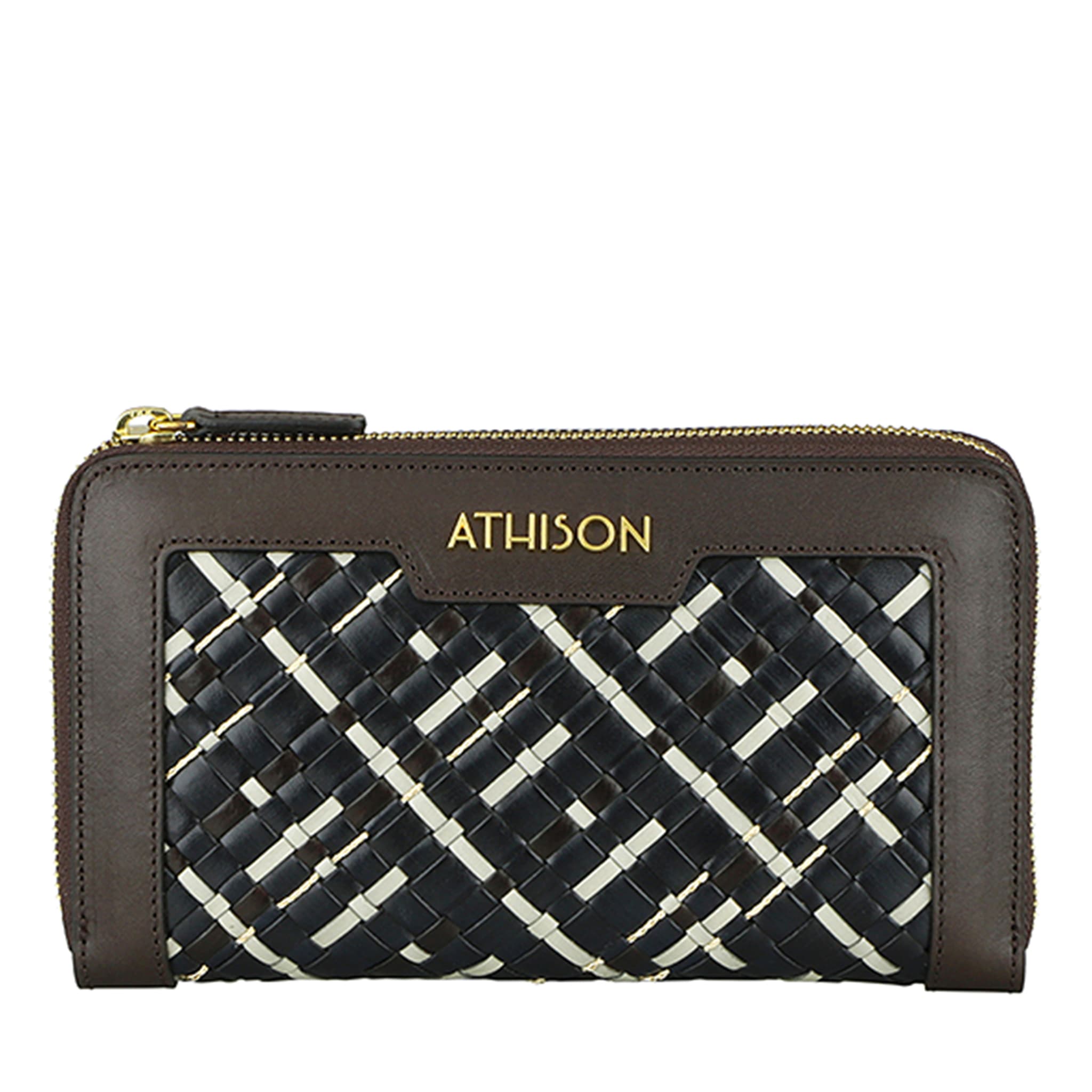 Braided Leather and Copper Brown Wallet - Main view