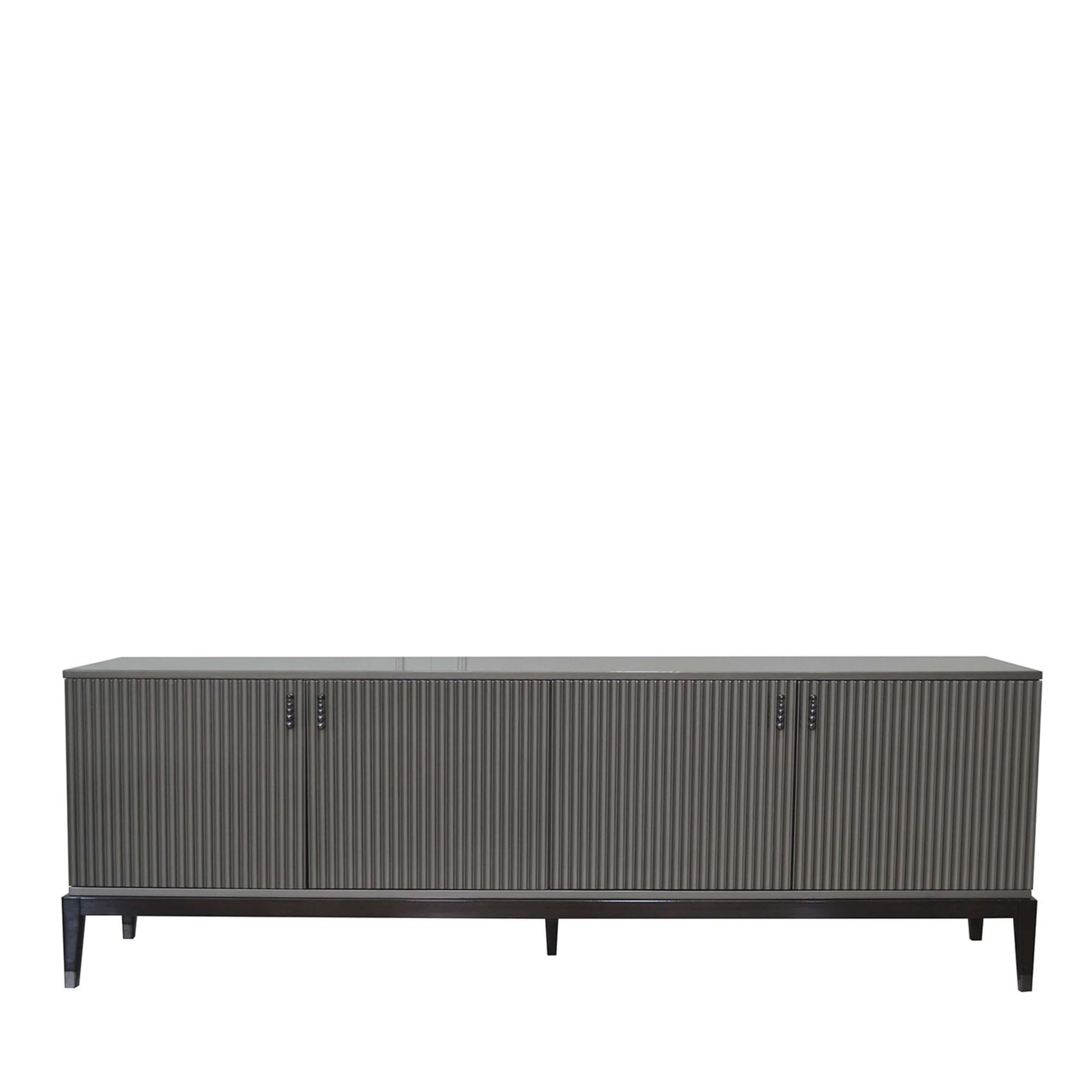 Italian Sideboard in Glossy Gray Lacquered with Four Doors - Main view