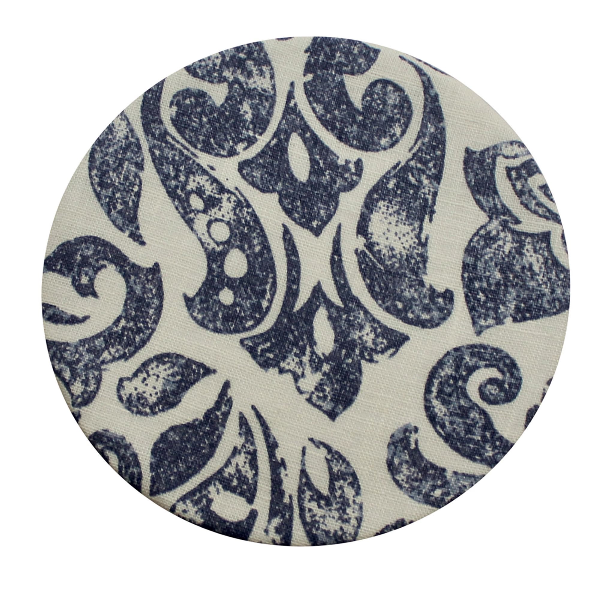 Cuffietta Small Round Damask White & Periwinkle Placemat - Main view