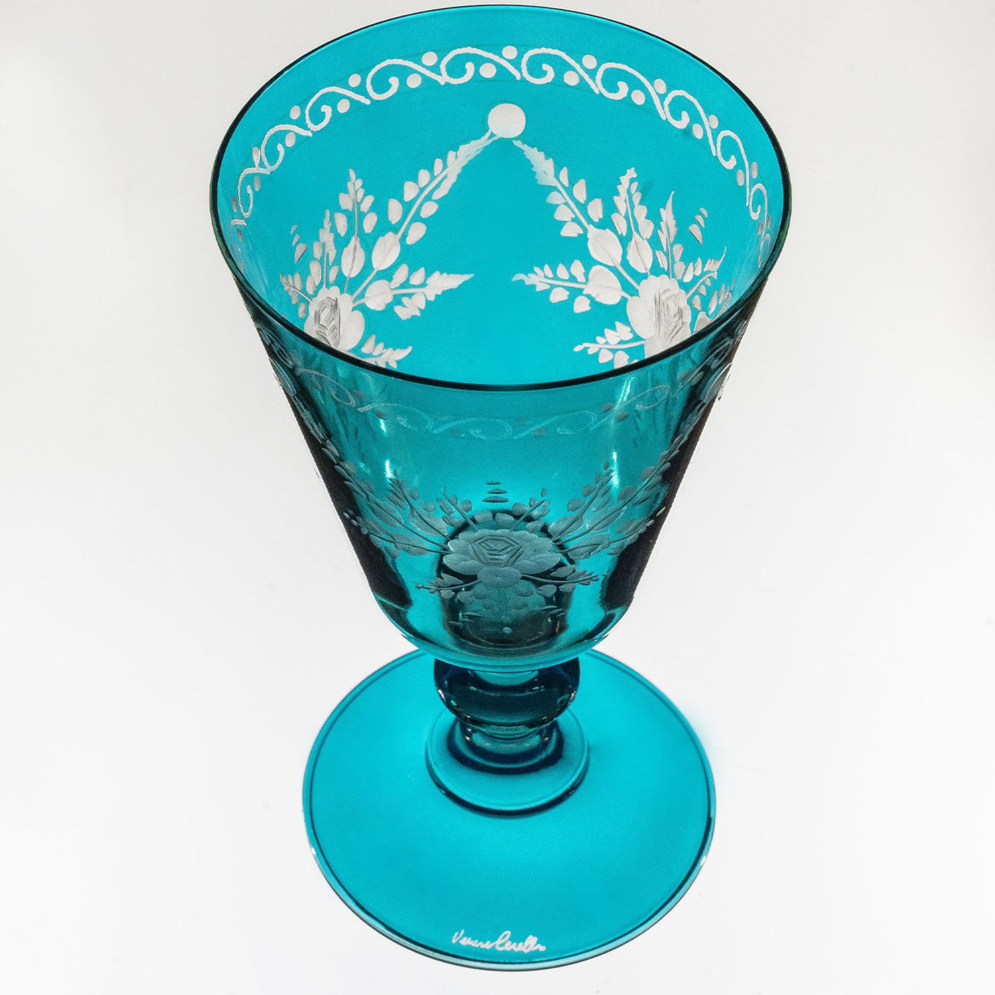 Vienna Set of 6 Etched Teal Water Glasses - Alternative view 2