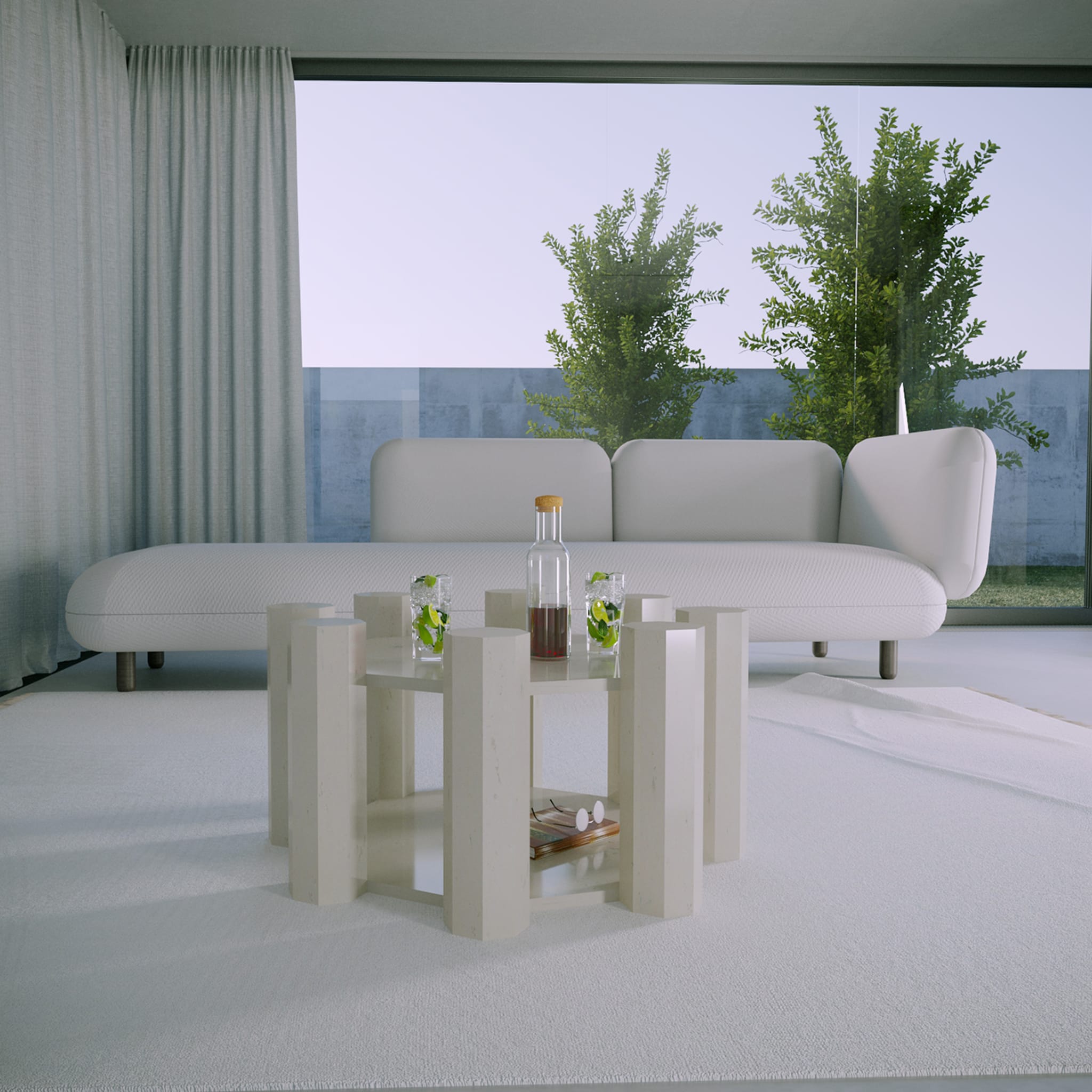 Federico Coffee Table in White Marble By Sissy Daniele - Alternative view 1