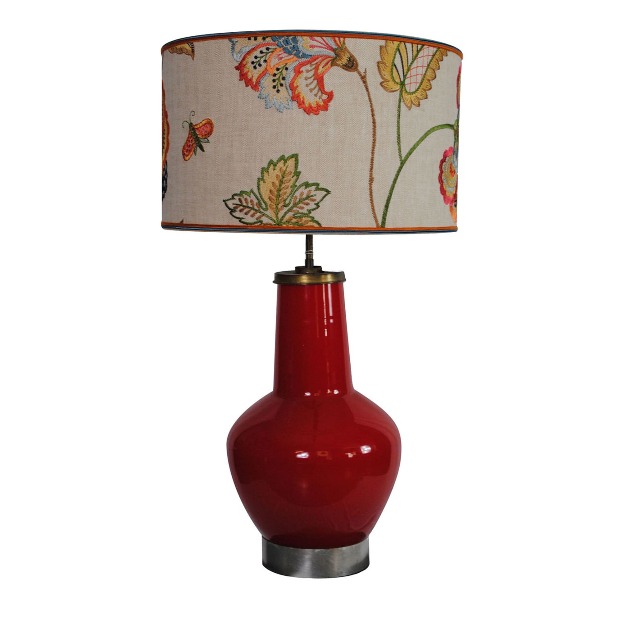 Red Floral Table Lamp - Main view