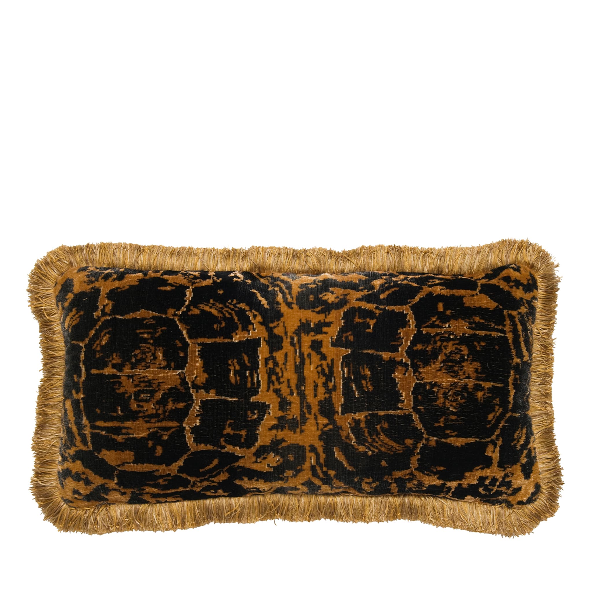 Handmade Turtle Velvet Cushion with Marabou Trim - Main view