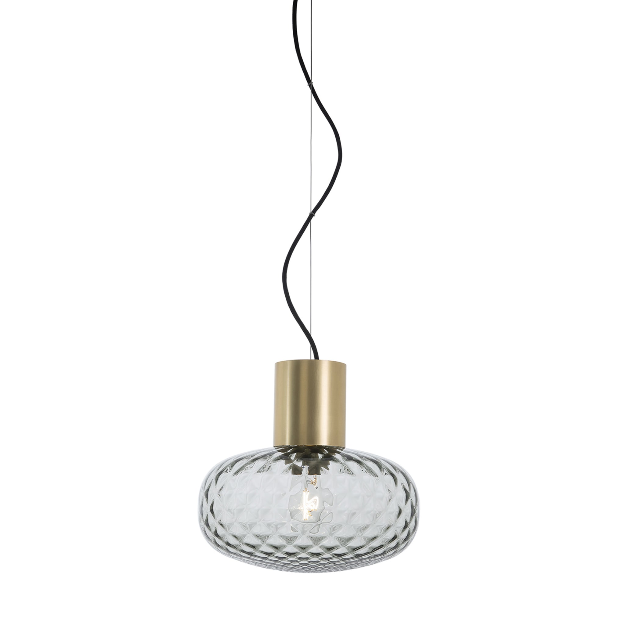 Bloom Natural Brass & Grey Transparent Glass Pendant Lamp #2 - Main view