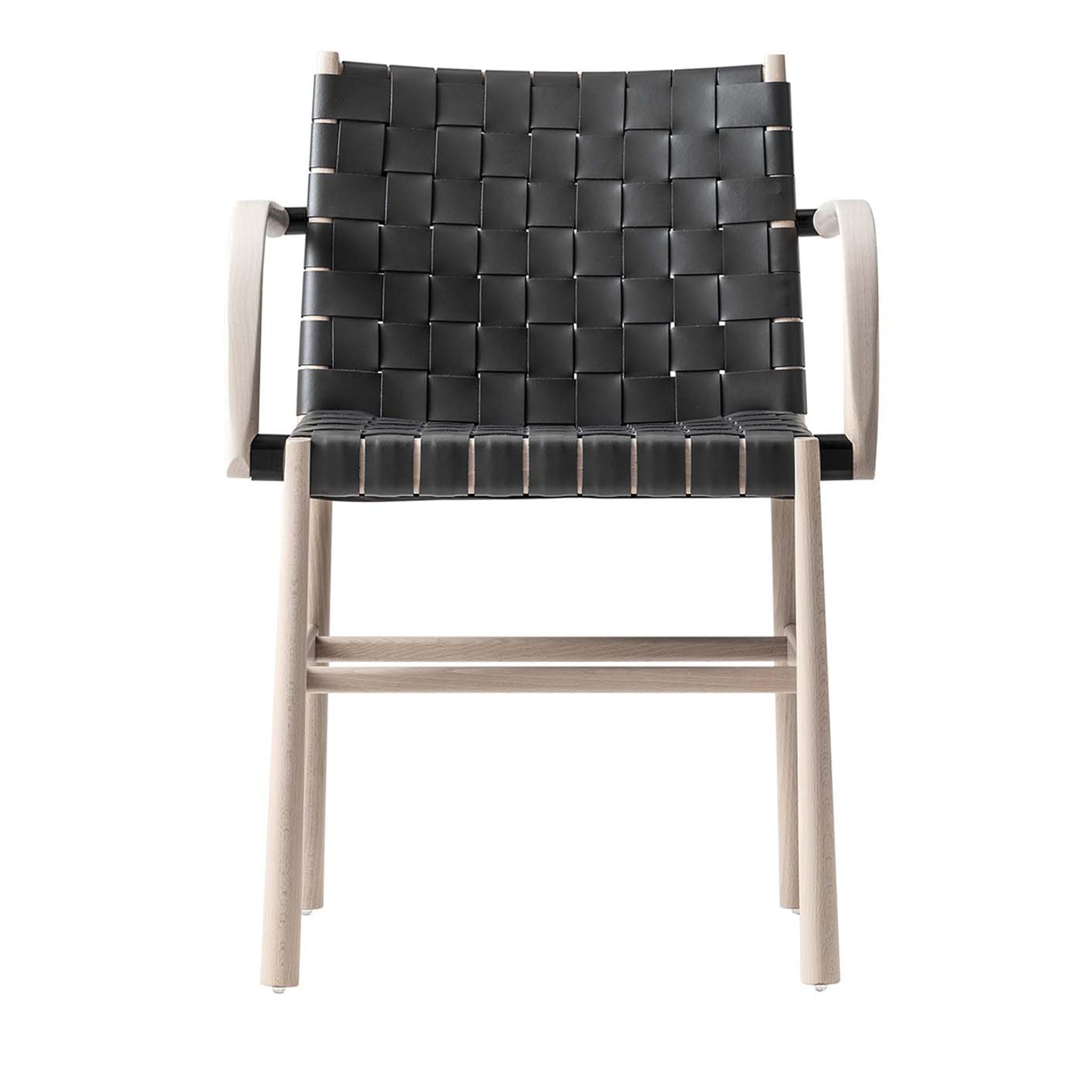 Julie White and Black chair with armrests by Emilio Nanni - Main view