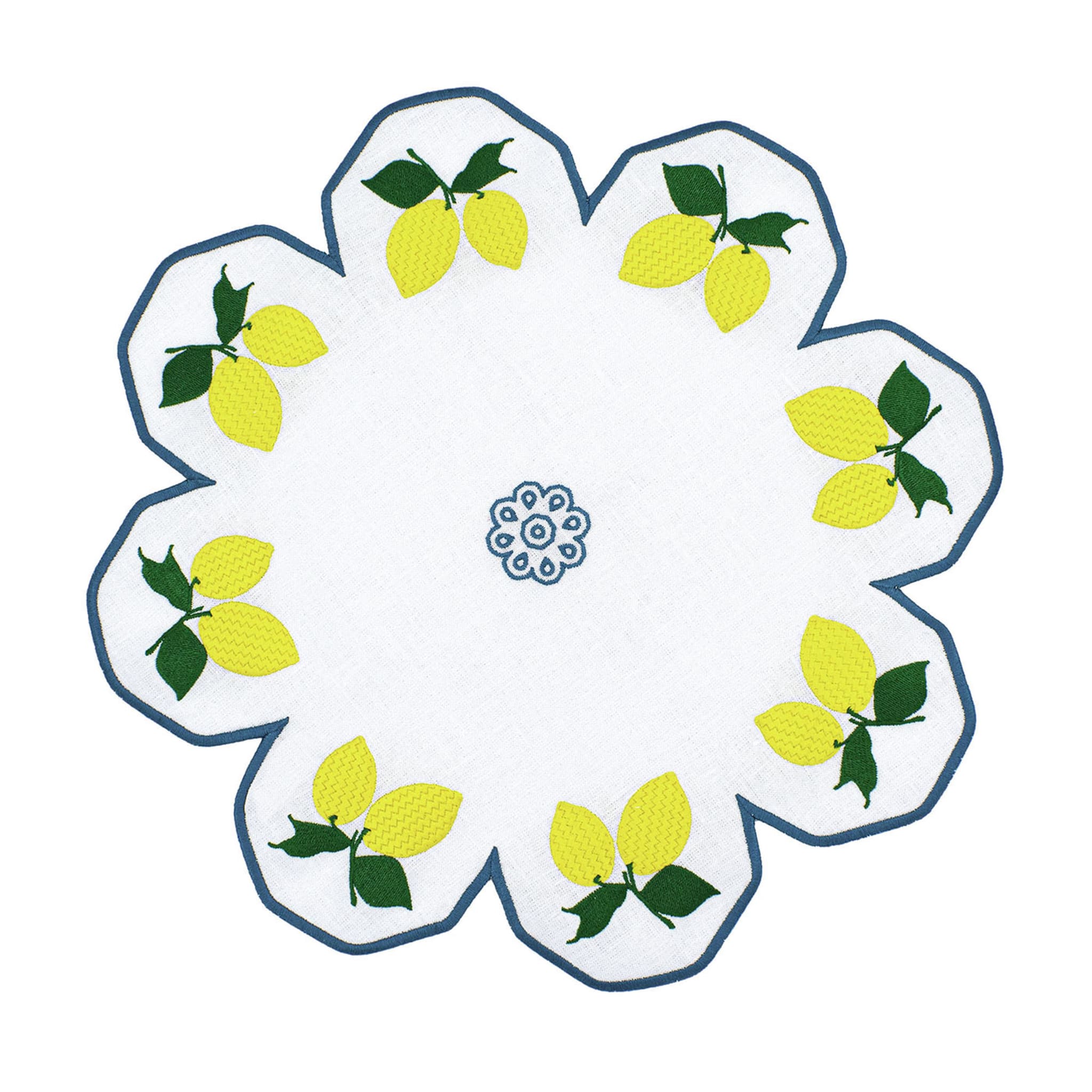Limoni Multicolor Flower-Shaped White Service Placemat - Main view