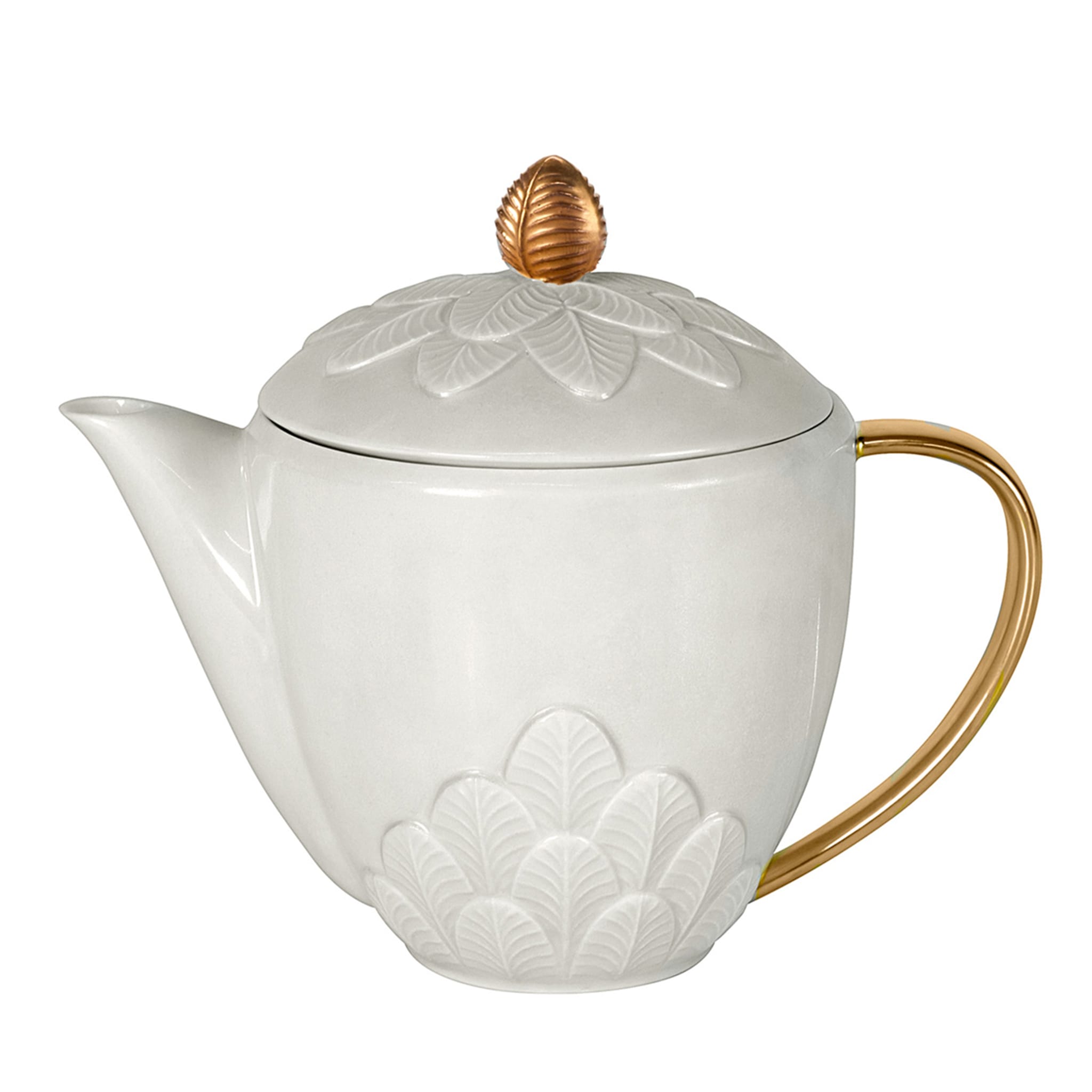 PEACOCK TEA POT - WHITE AND GOLD - Main view