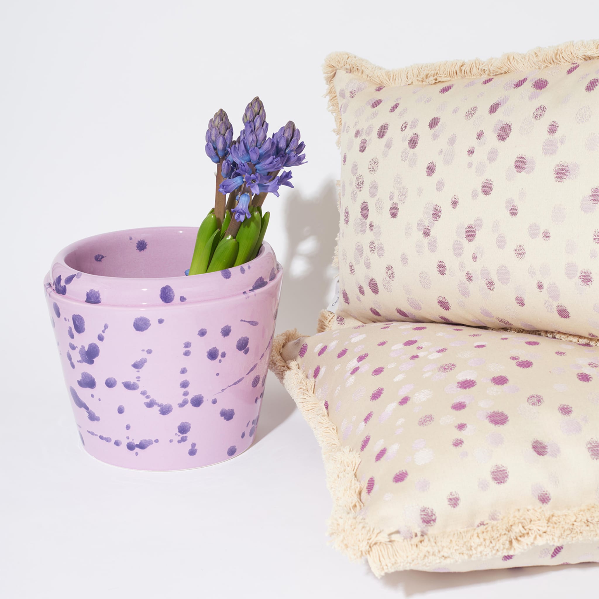 Large Lilac and Violet Fringed Cushion  - Alternative view 1
