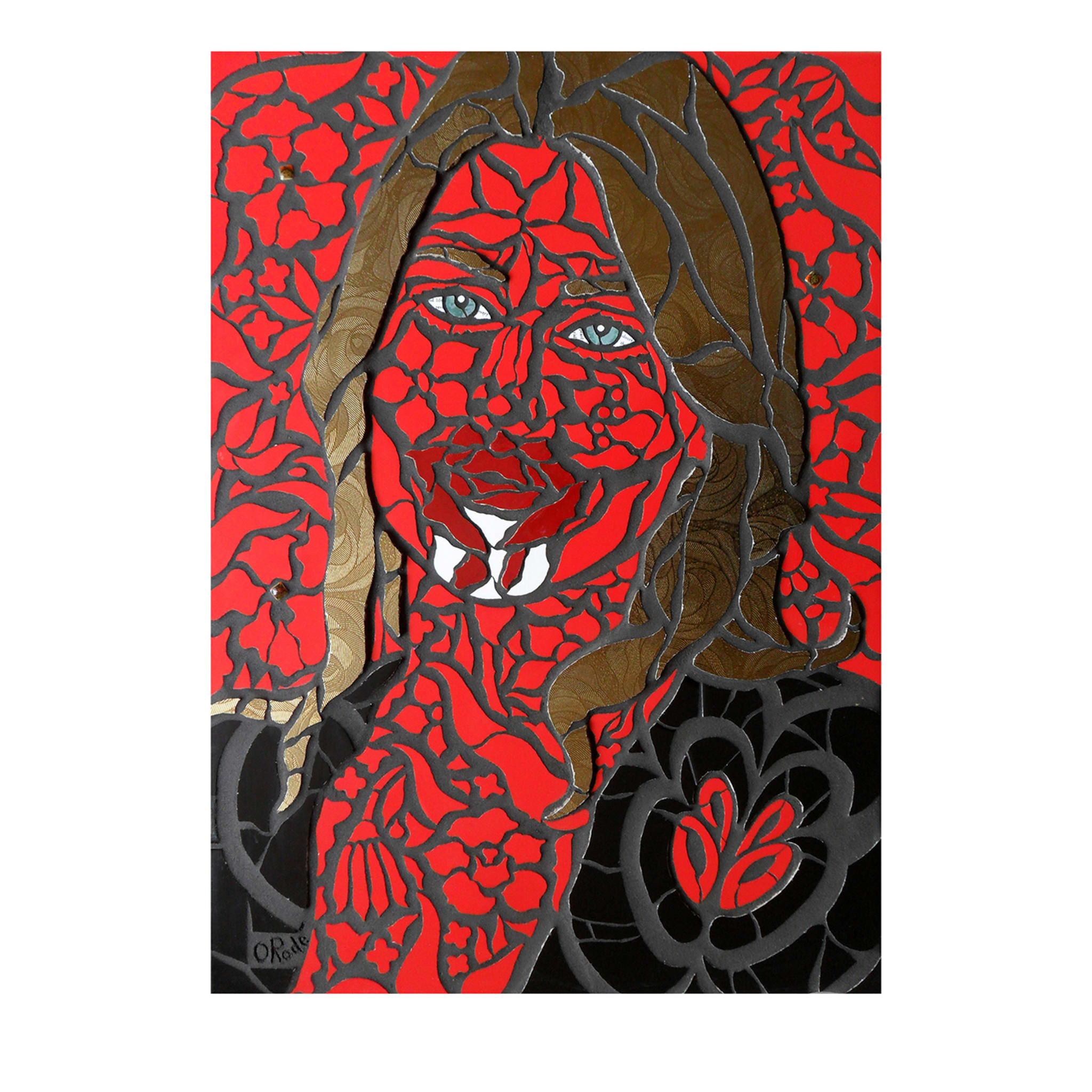 Rosa Rosae Mosaik auf Platte - Hauptansicht