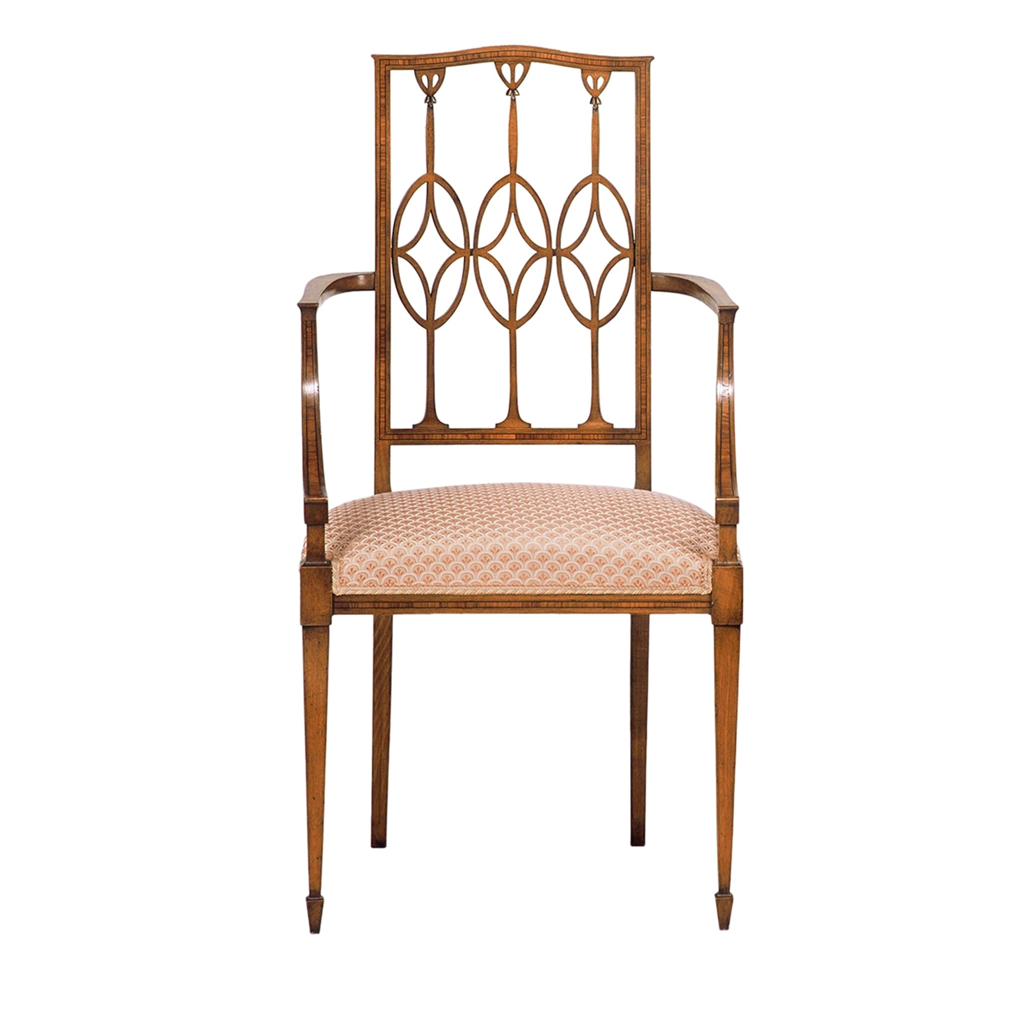Sedia in stile Hepplewhite in palissandro e faggio con braccioli - Vista principale