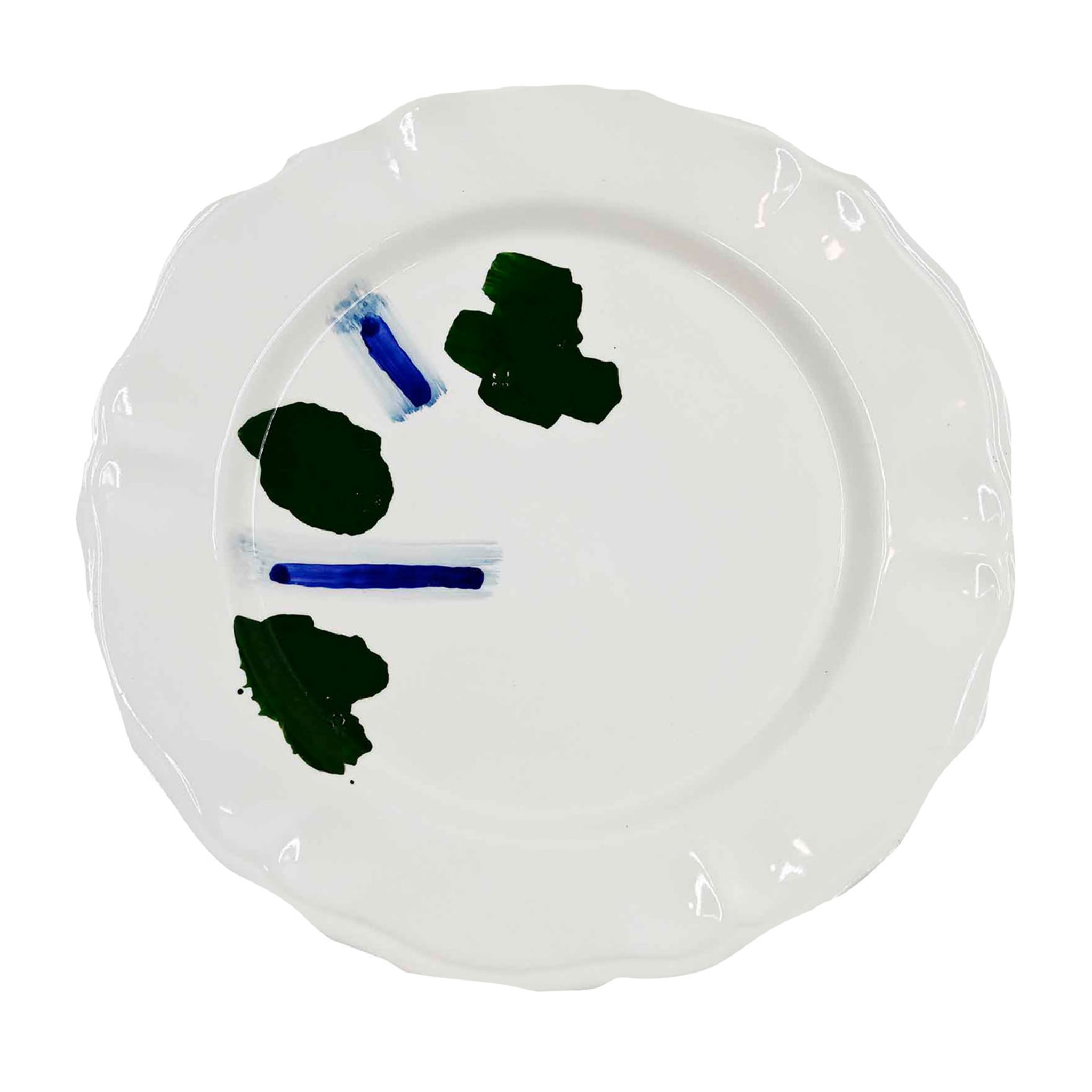 Green & Blue Brushstrokes White Charger Plate - Main view