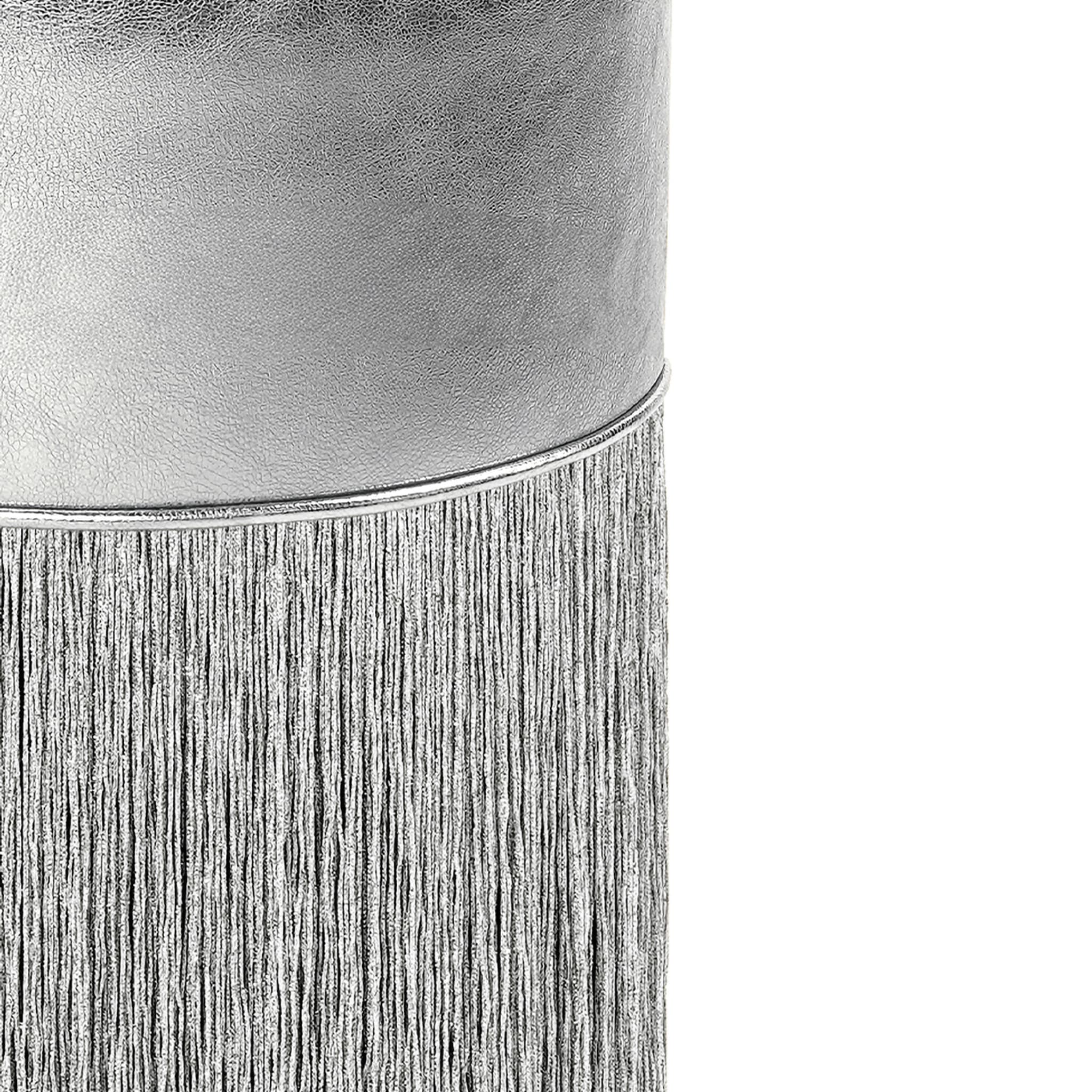 Gleaming Silver Metallic Leather Pouf by Lorenza Bozzoli - Alternative view 1