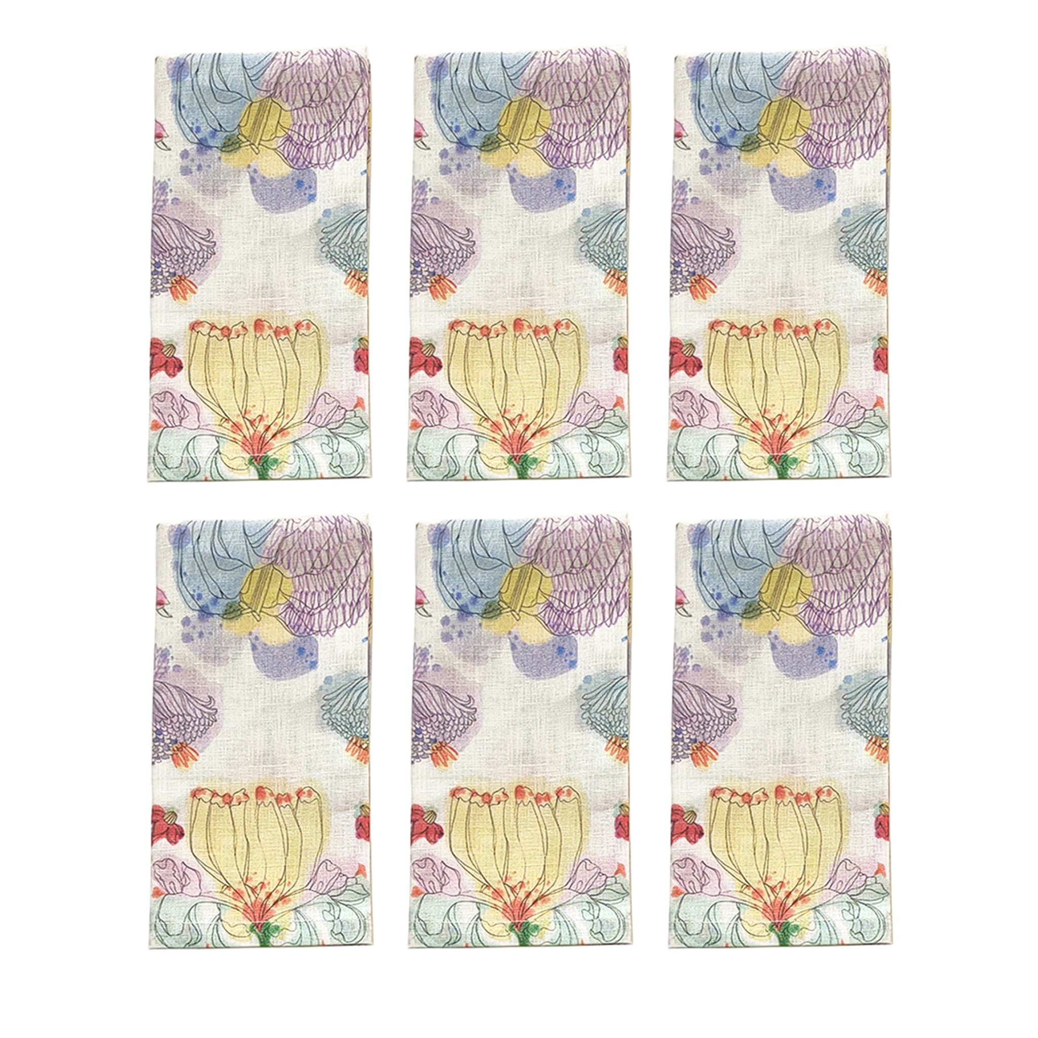 Le jardin de grand-mère Set de 6 serviettes polychromes - Vue principale