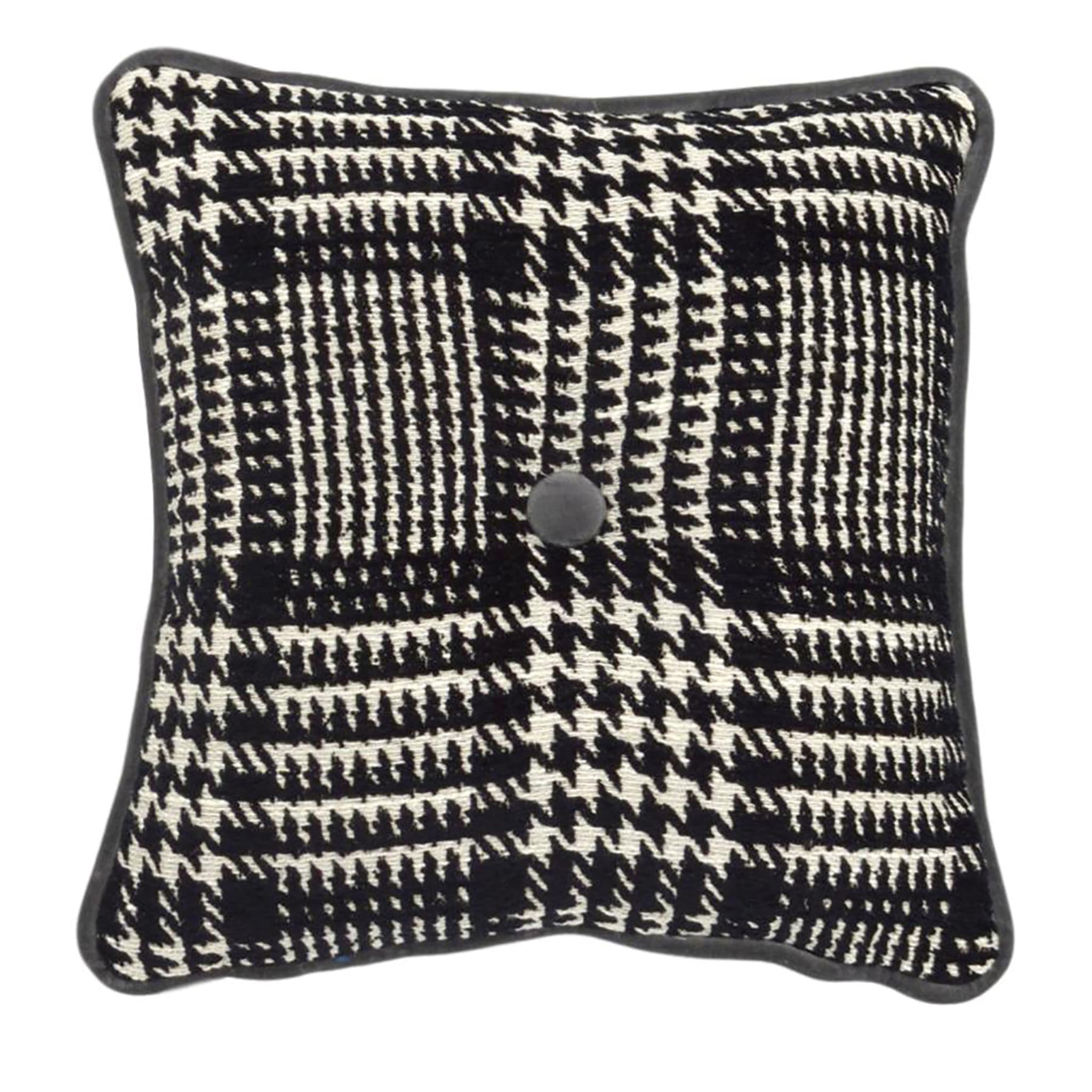Carré Cushion in black and white Galles' Prince jacquard fabric - Main view
