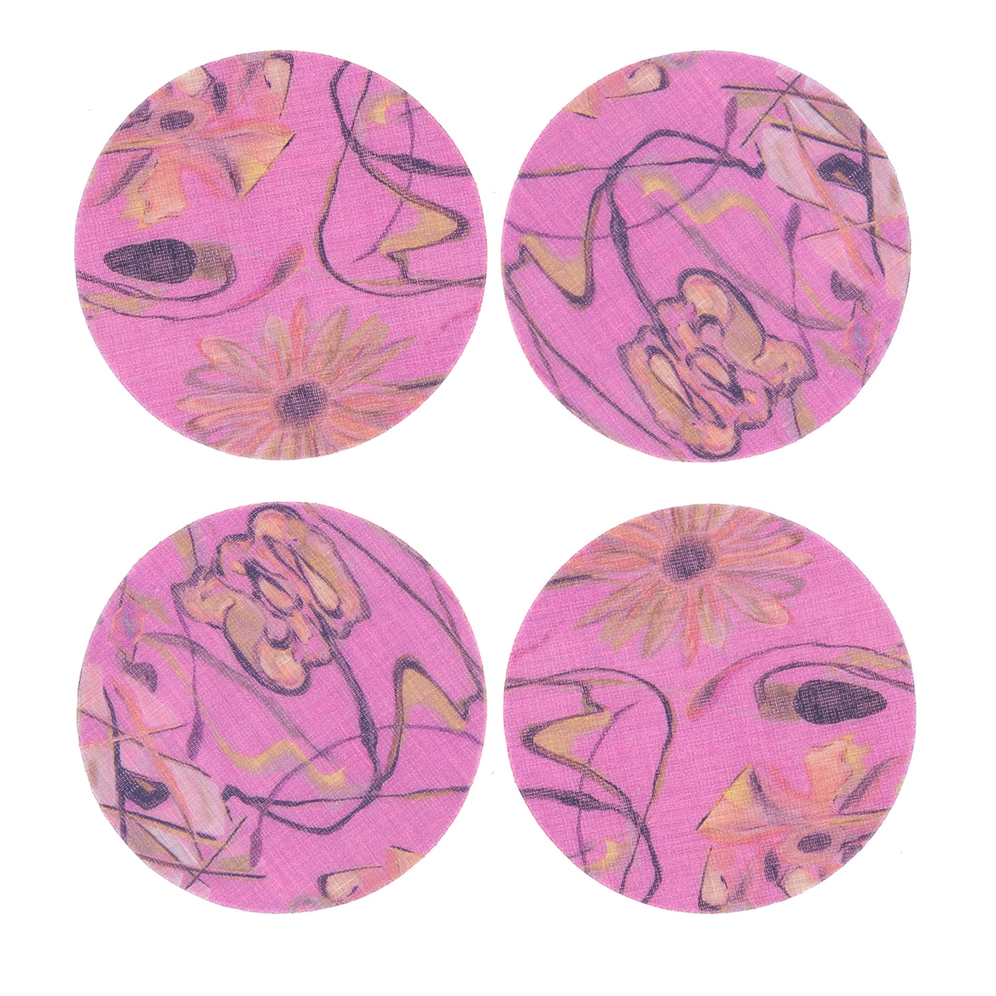Juego de 8 posavasos recubiertos de color rosa Bouquet - Vista principal