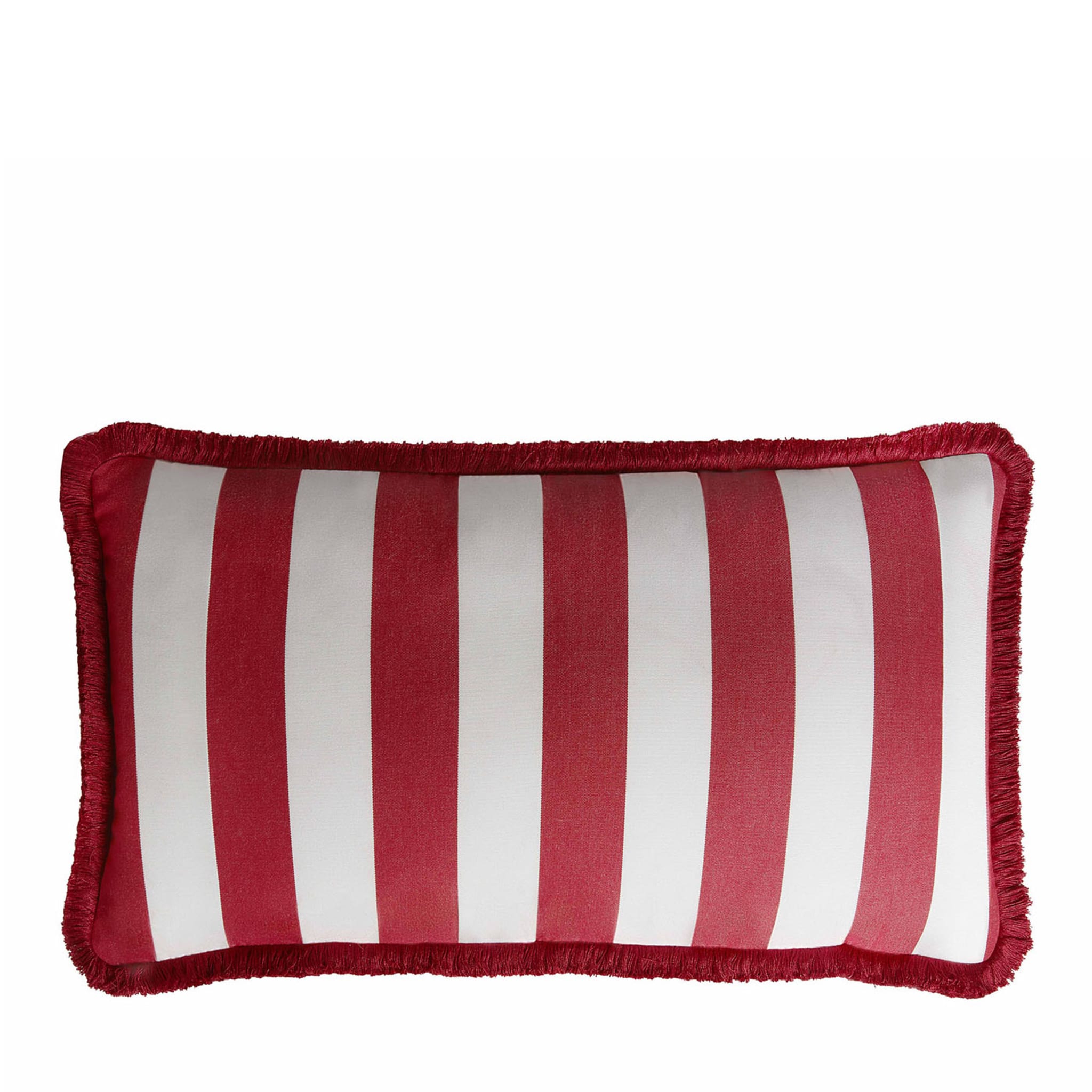 Happy White and Red With Fringes Outdoor Pillow  - Main view