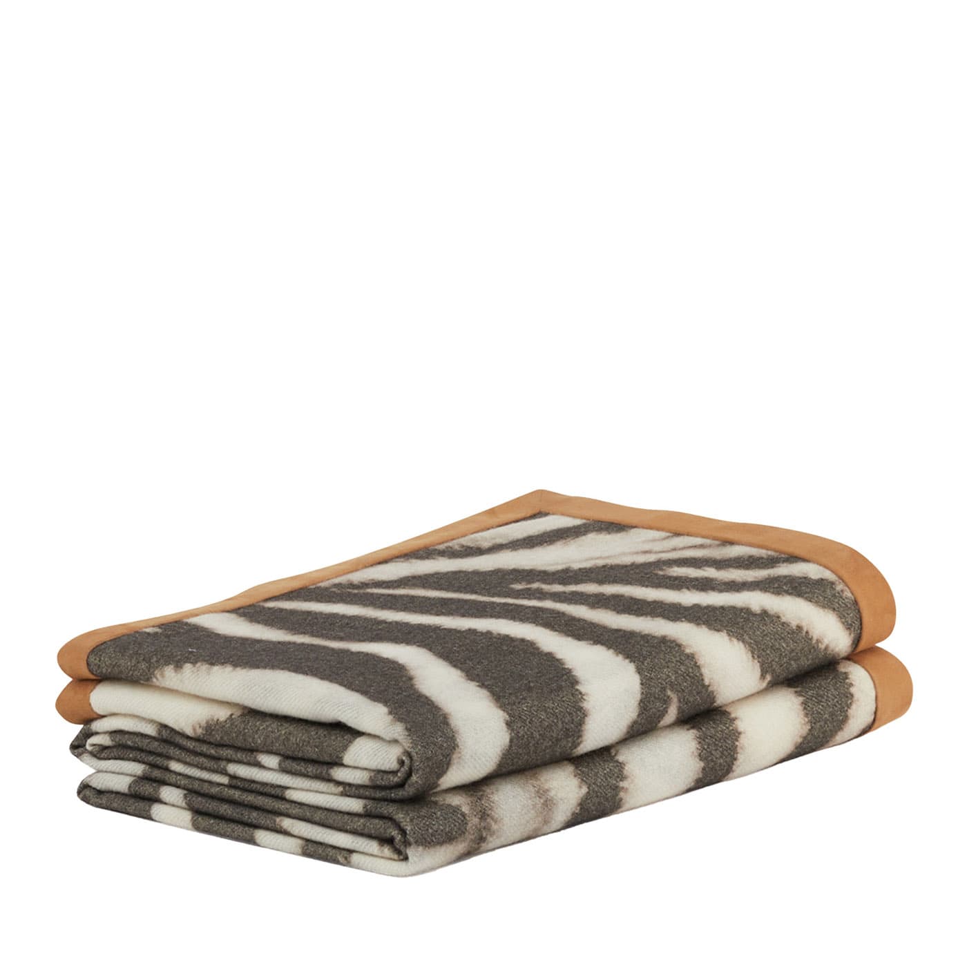 Zebra Suede-Hemmed Patterned Small Blanket - Alonpi