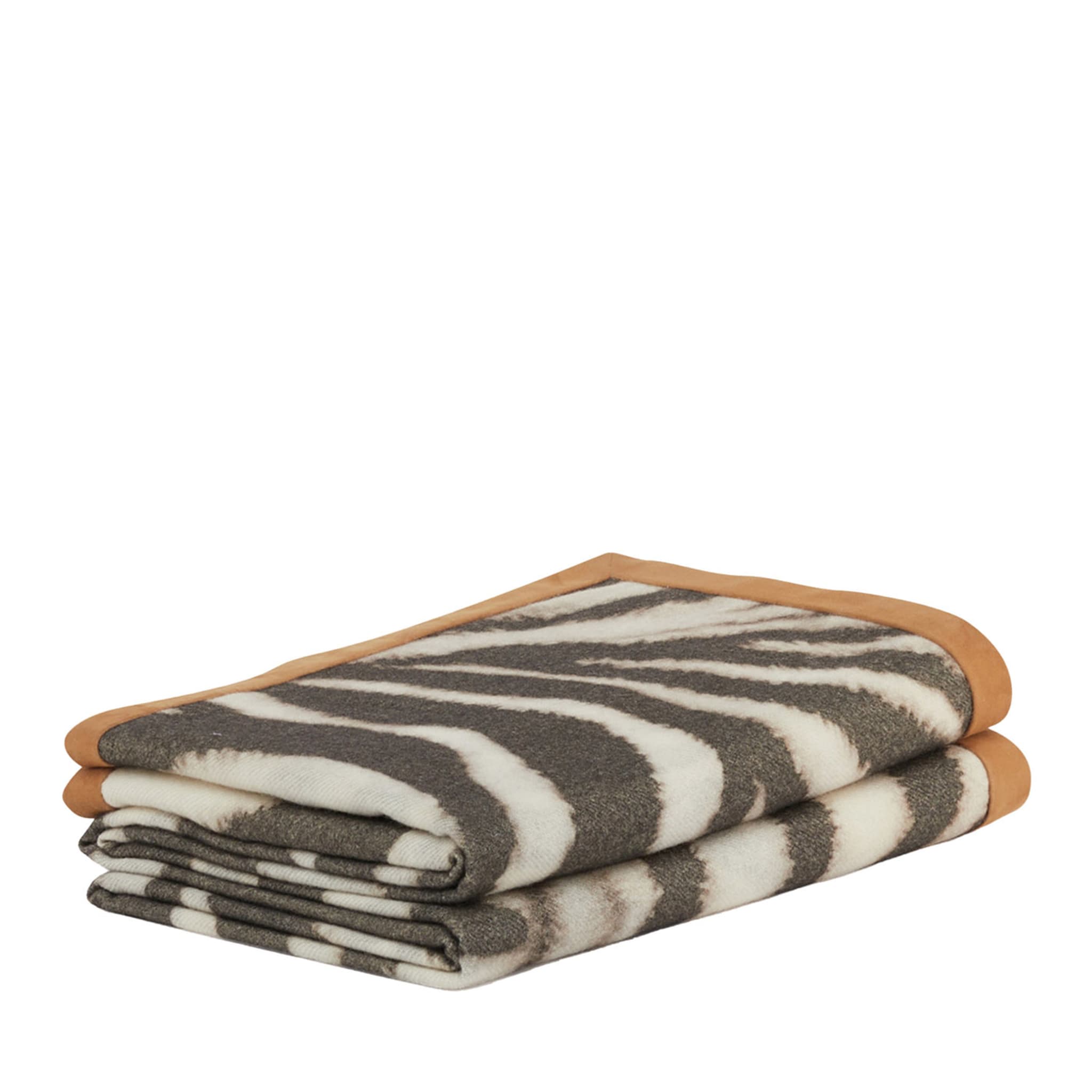 Kleine Decke mit Zebra-Wildlederbesatz und Muster - Hauptansicht