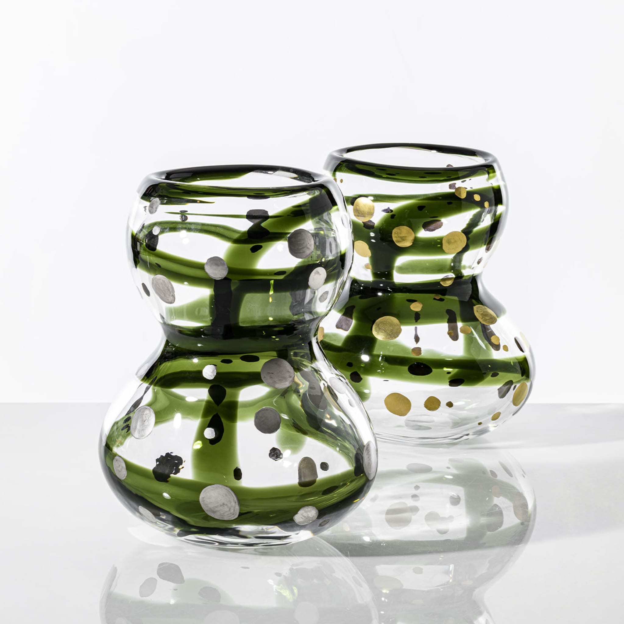 Gran Bulbo Mini Silver Black and Green Glass Vase - Alternative view 1