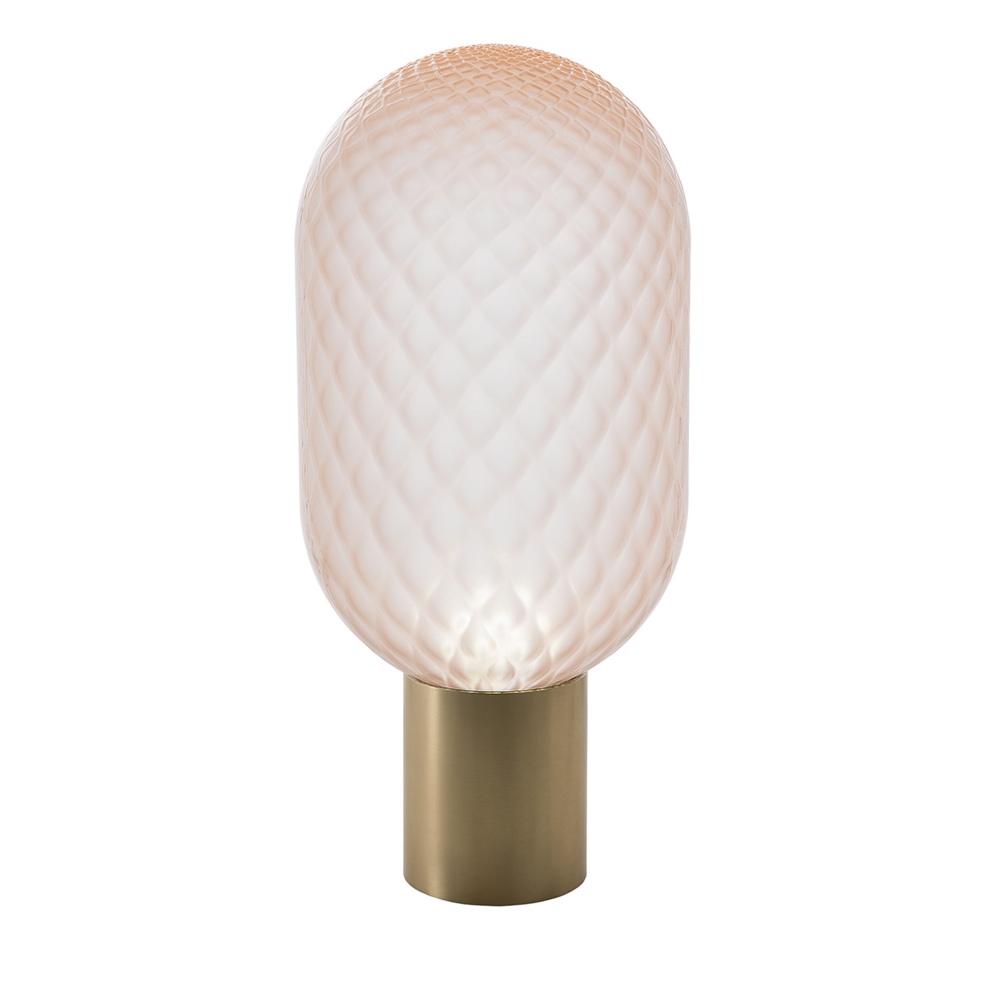 Bloom Tall Natural Brass & Pink Frosted Glass Table Lamp - Main view