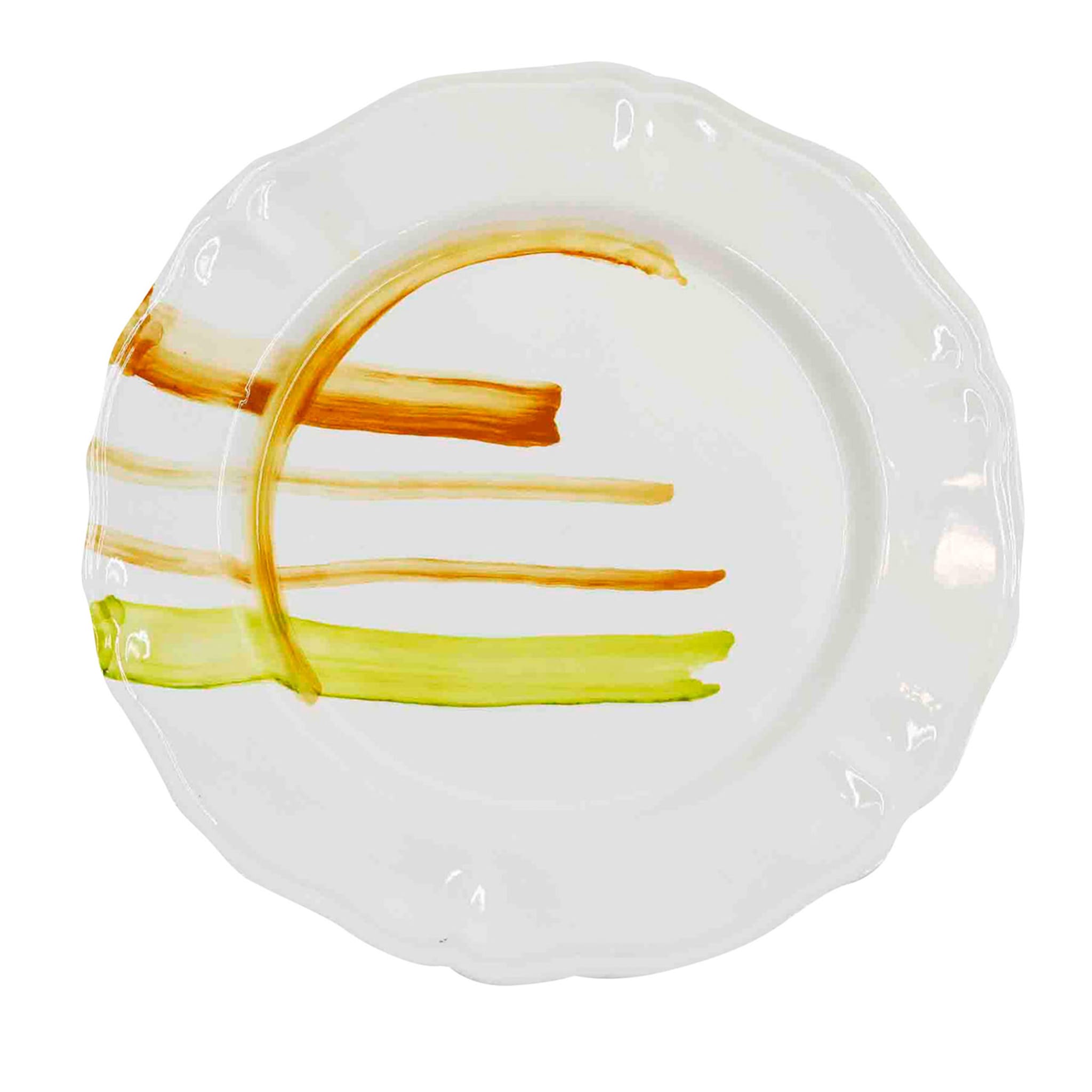 Lime & Mustard Brushstrokes White Charger Plate - Main view