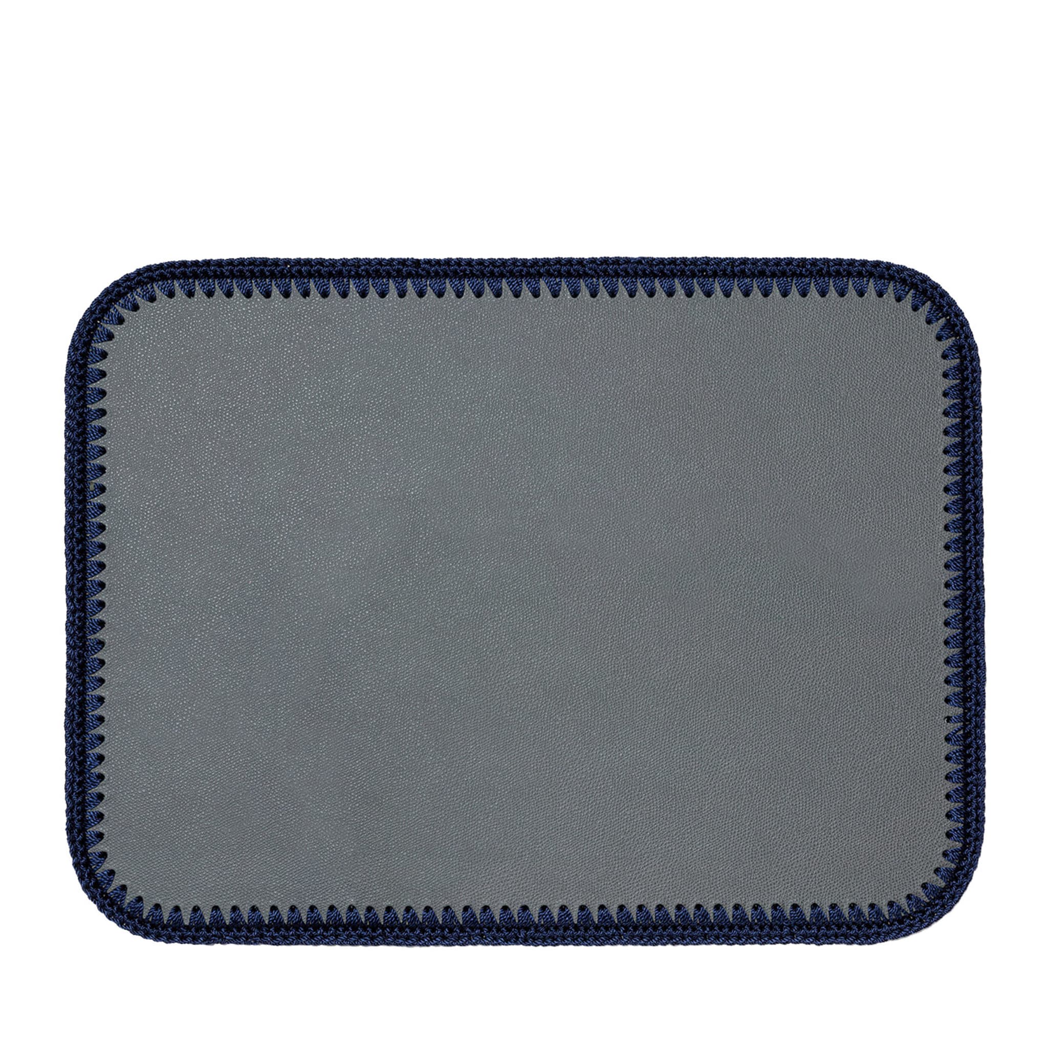 Rochelle Leather & Crochet Placemats Rectangular - Gray & Blue #1 - Main view