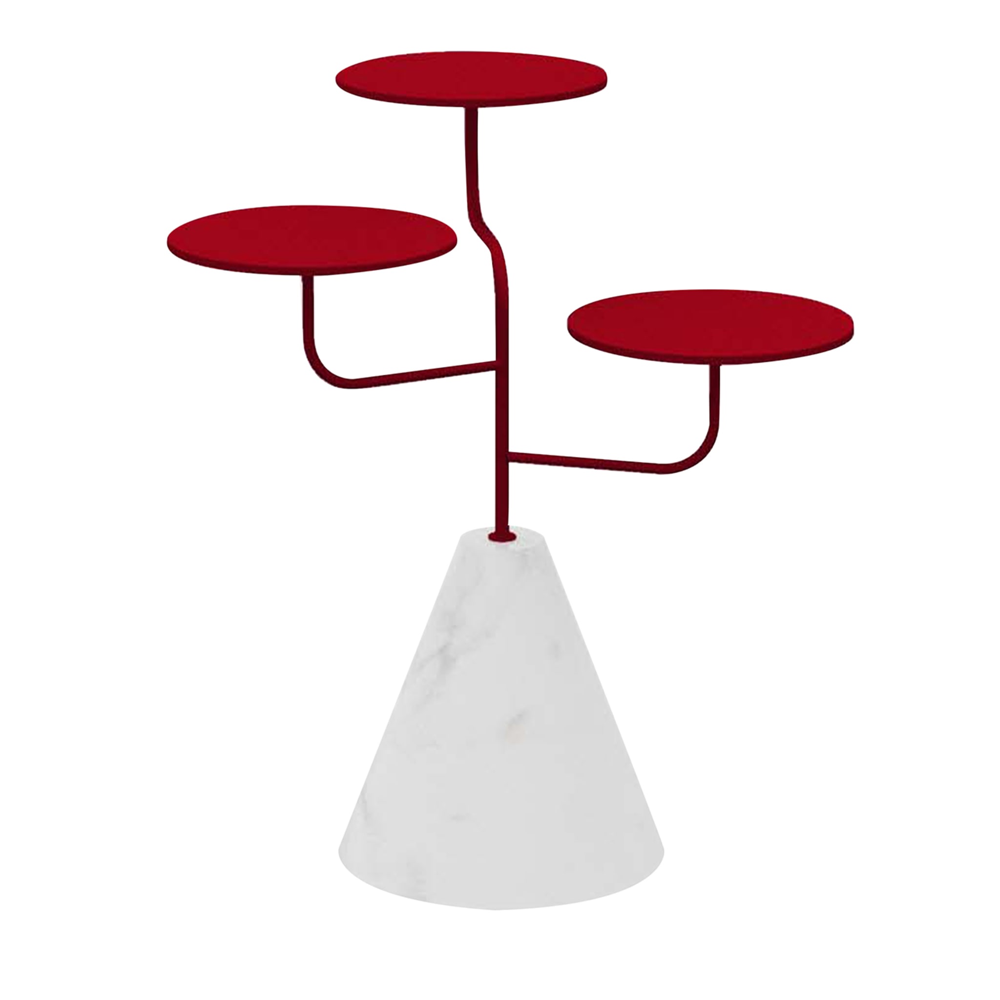 Condiviso 3-Tier Ruby Red/White Carrara Serving Stand - Main view