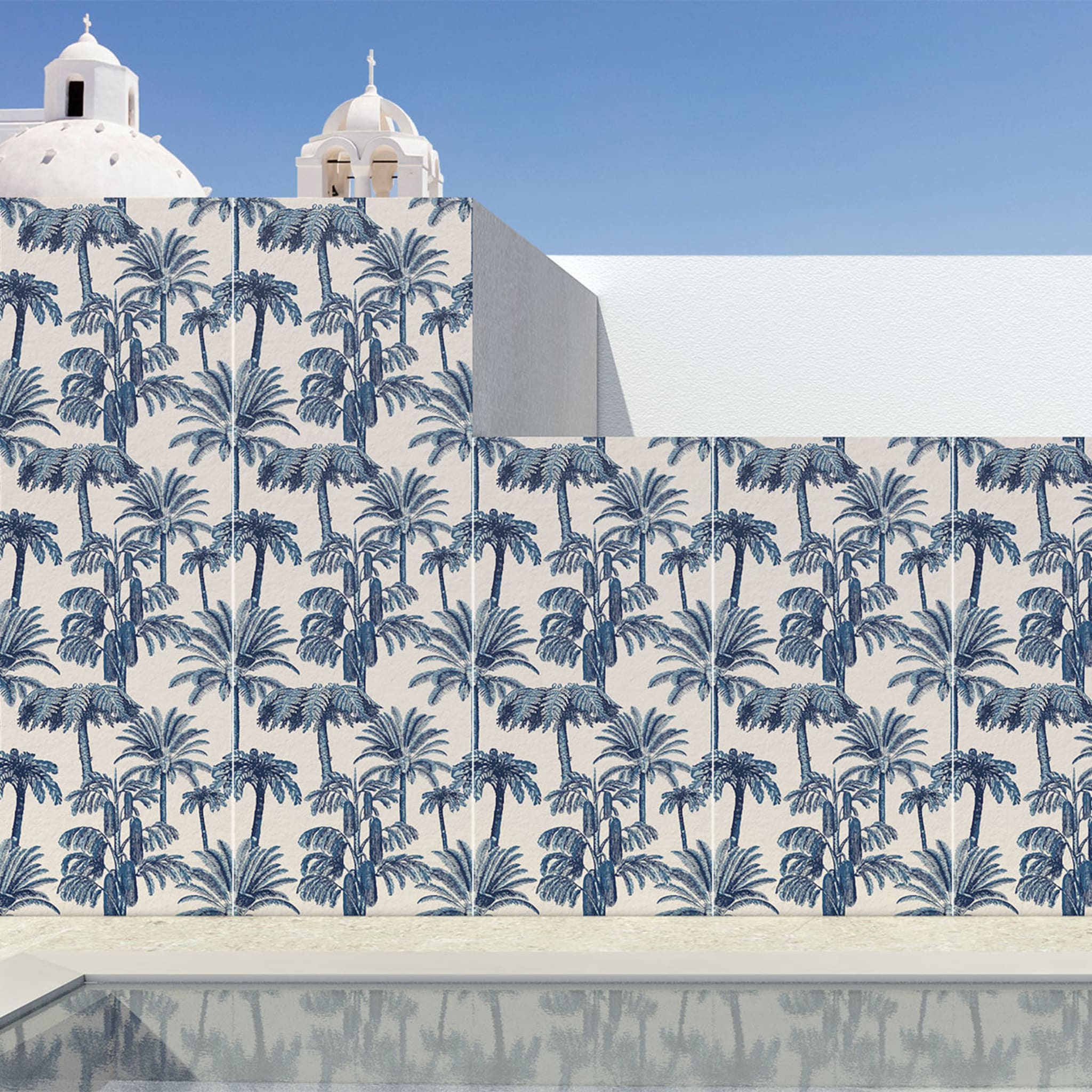 01 Blue Palms Outdoor Wallpaper - Alternative view 1