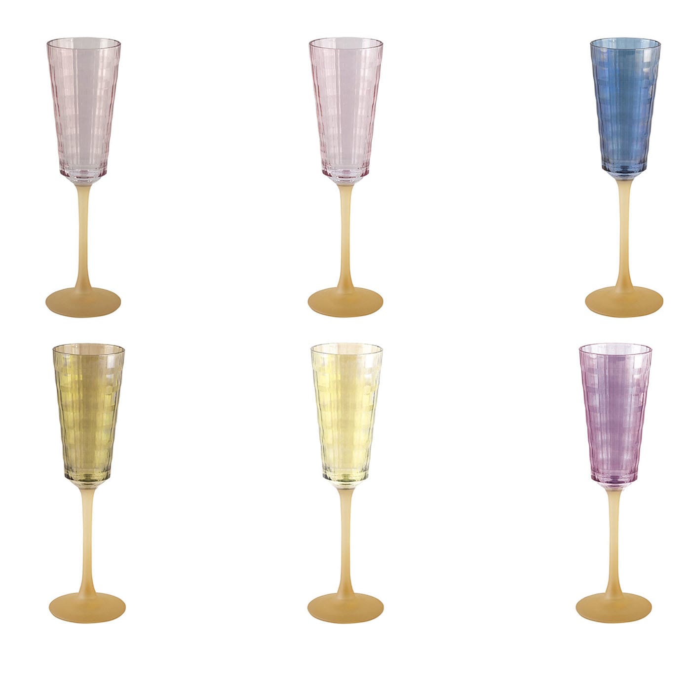 Set of 6 Square Printed Flutes Creart