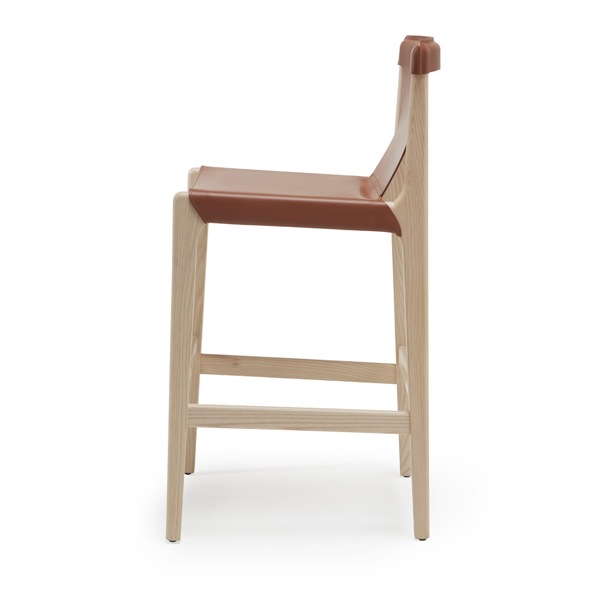 Burano/sg 30 Brown Leather Counter Stool by Balutto Associati - Alternative view 2