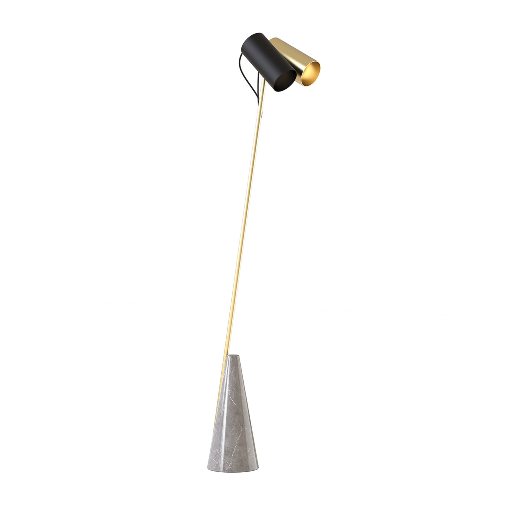 ED027 Grey Stone and Brass Floor Lamp - Main view