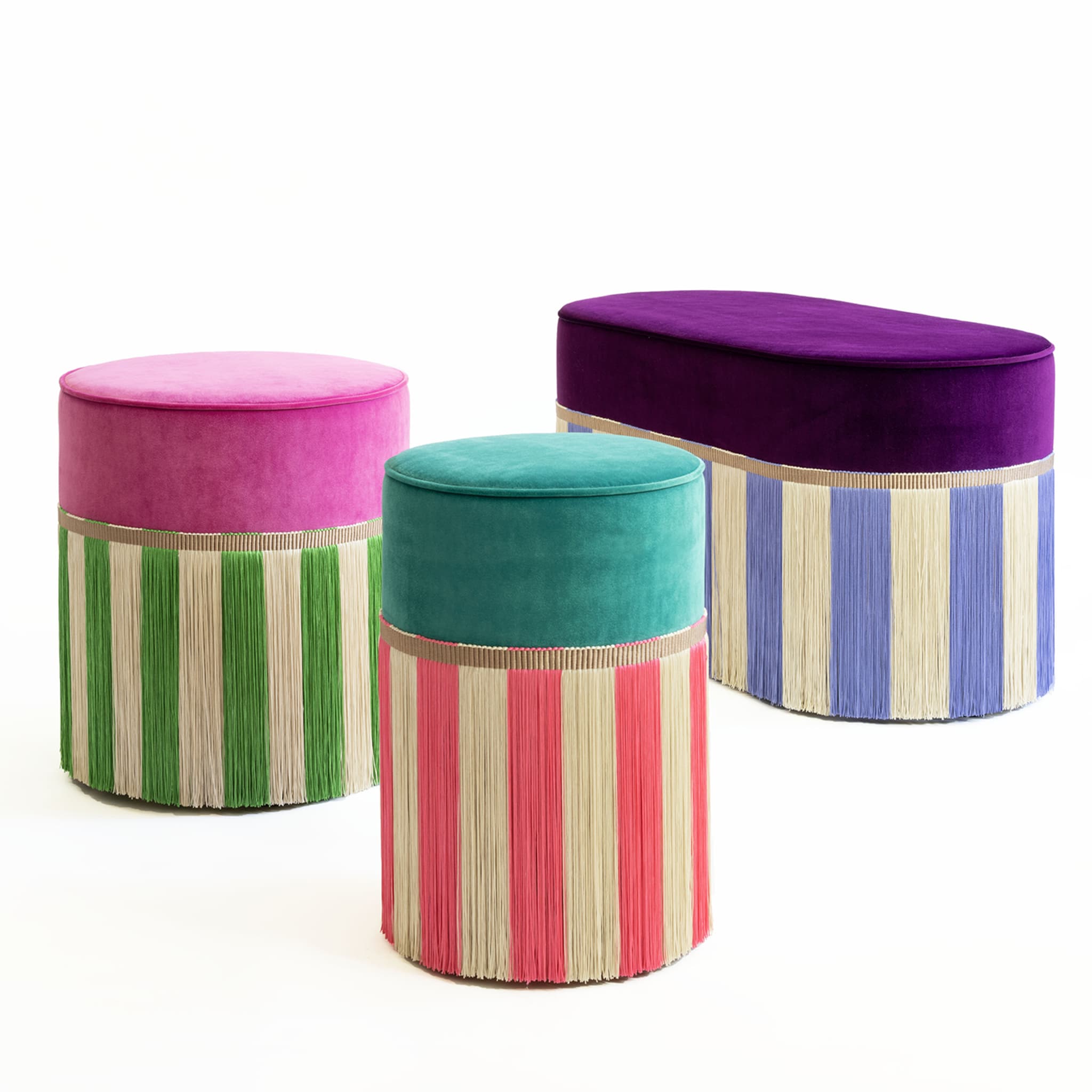 Couture Geometric Riga Small Turquoise & Pink Ottoman - Alternative view 2