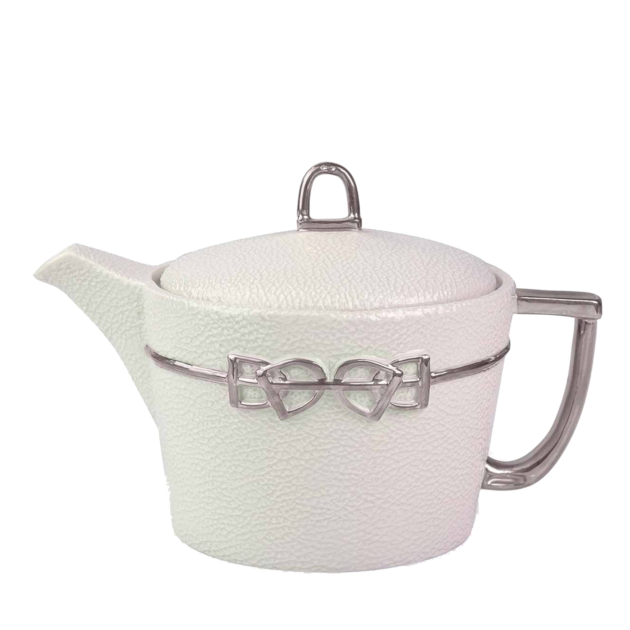 DRESSAGE TEA POT - WHITE AND SILVER - Main view
