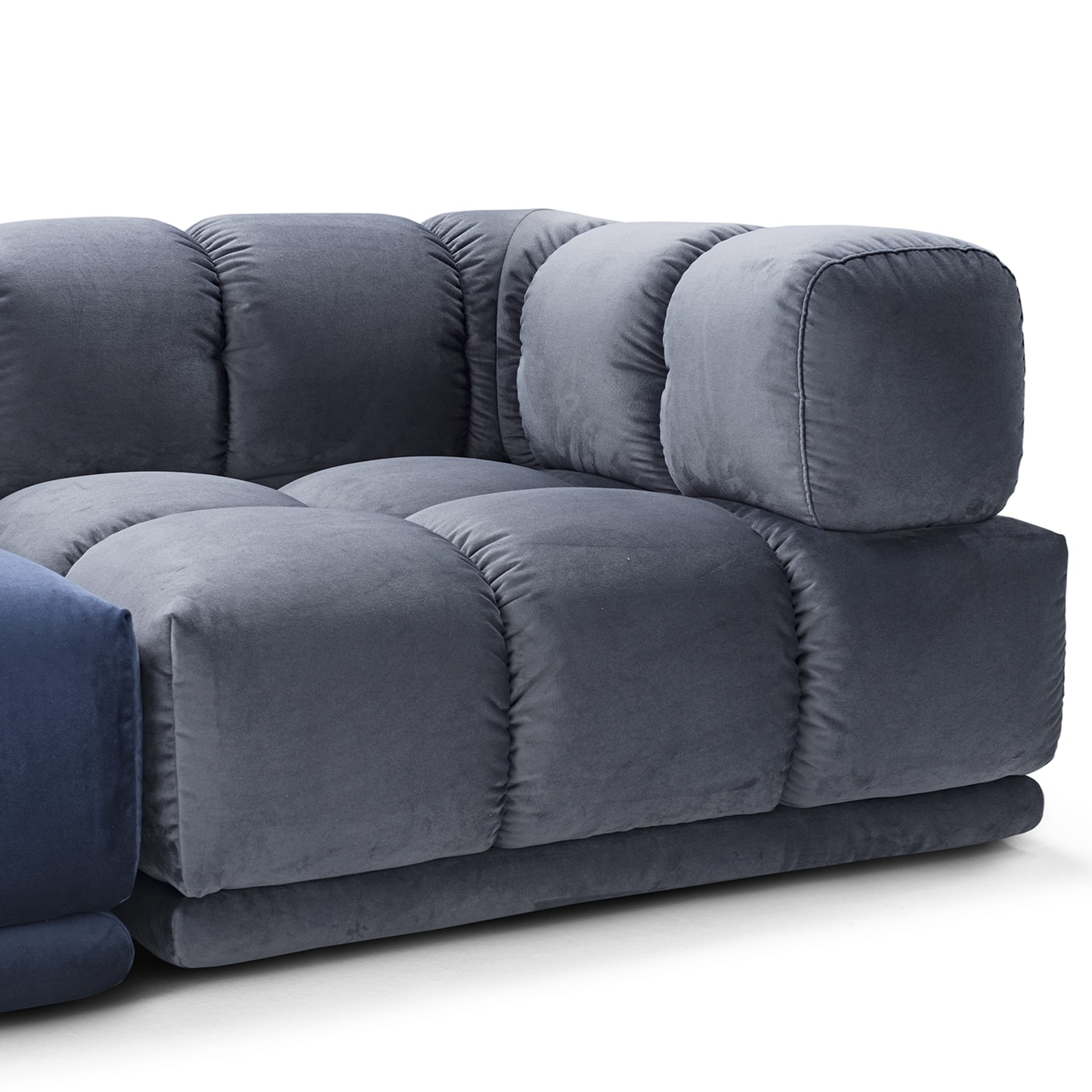 Sacai 3-Module Gray & Blue Sofa - Alternative view 1