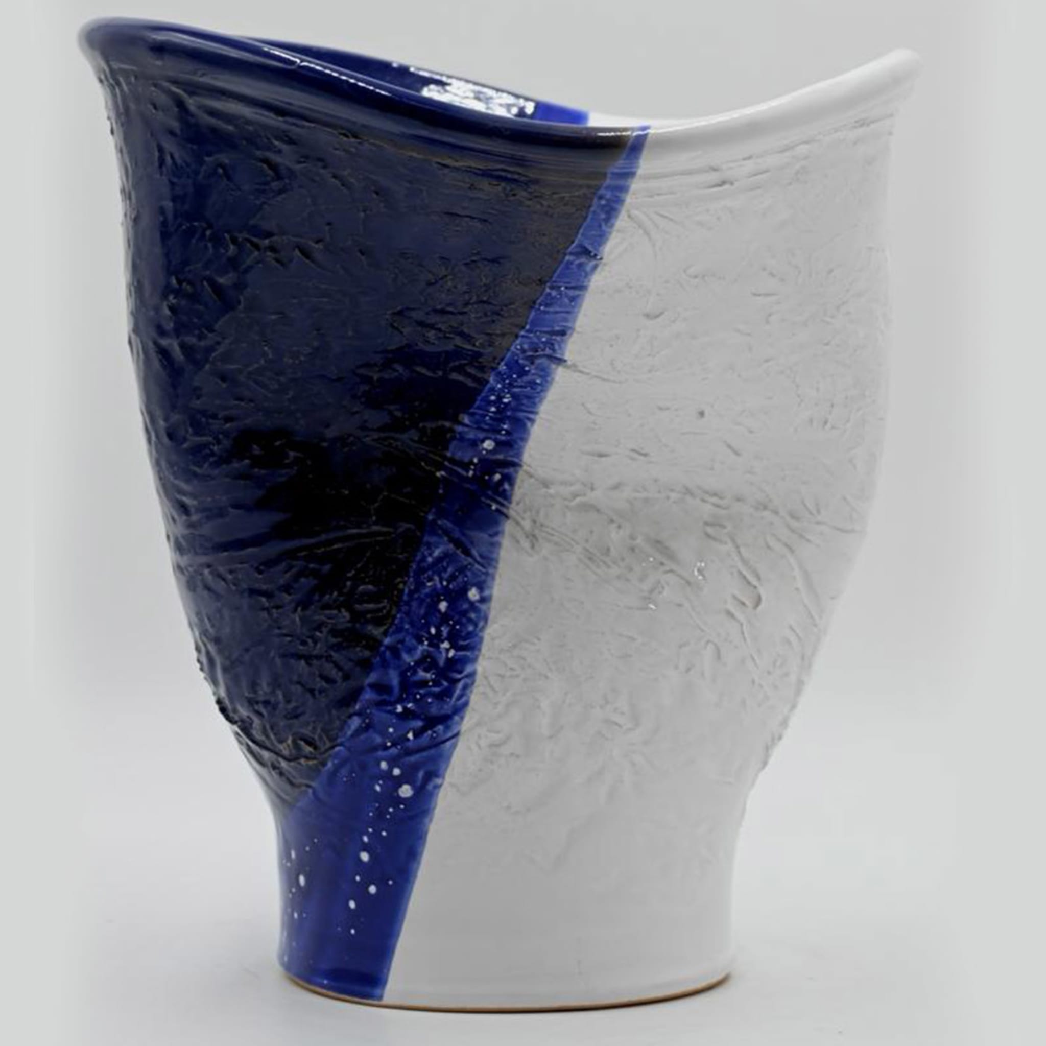 Blue & White Irregular Etched Vase - Alternative view 1