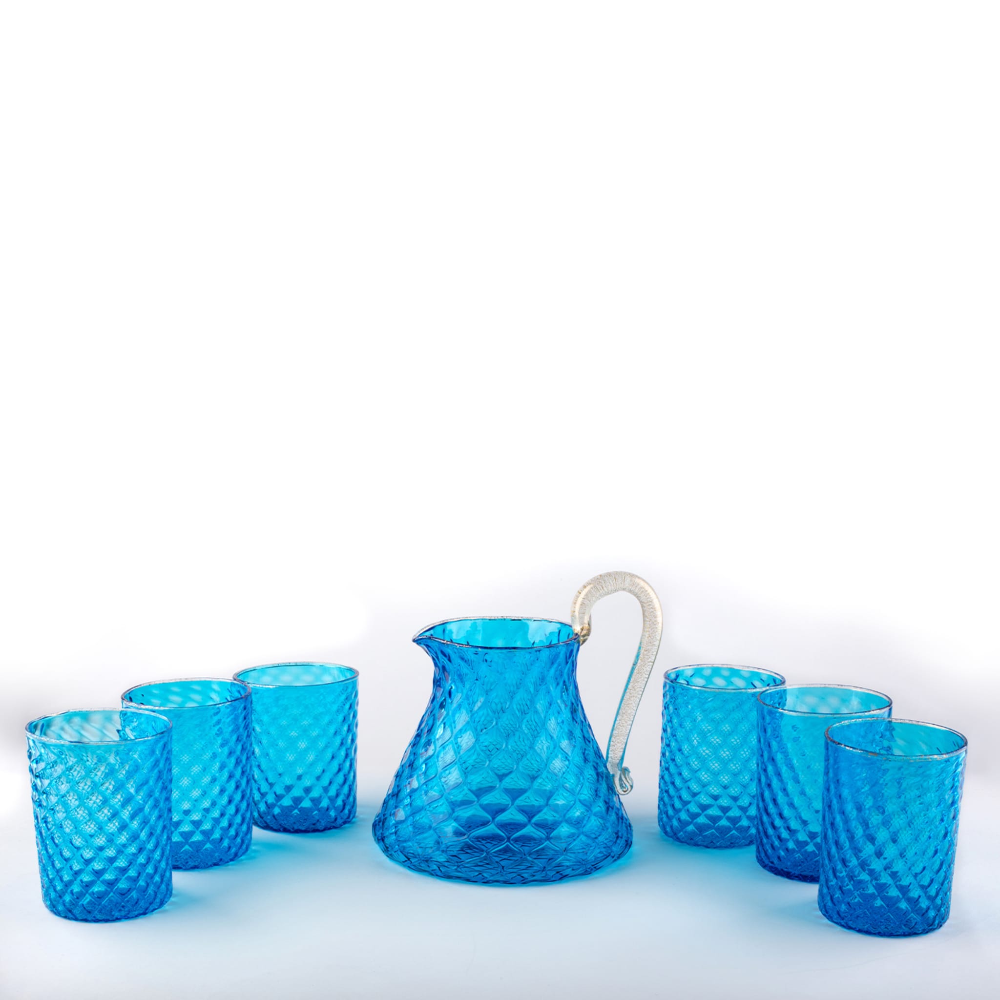 Set of Blue Balloton Pitcher and 6 Glasses - Alternative view 3